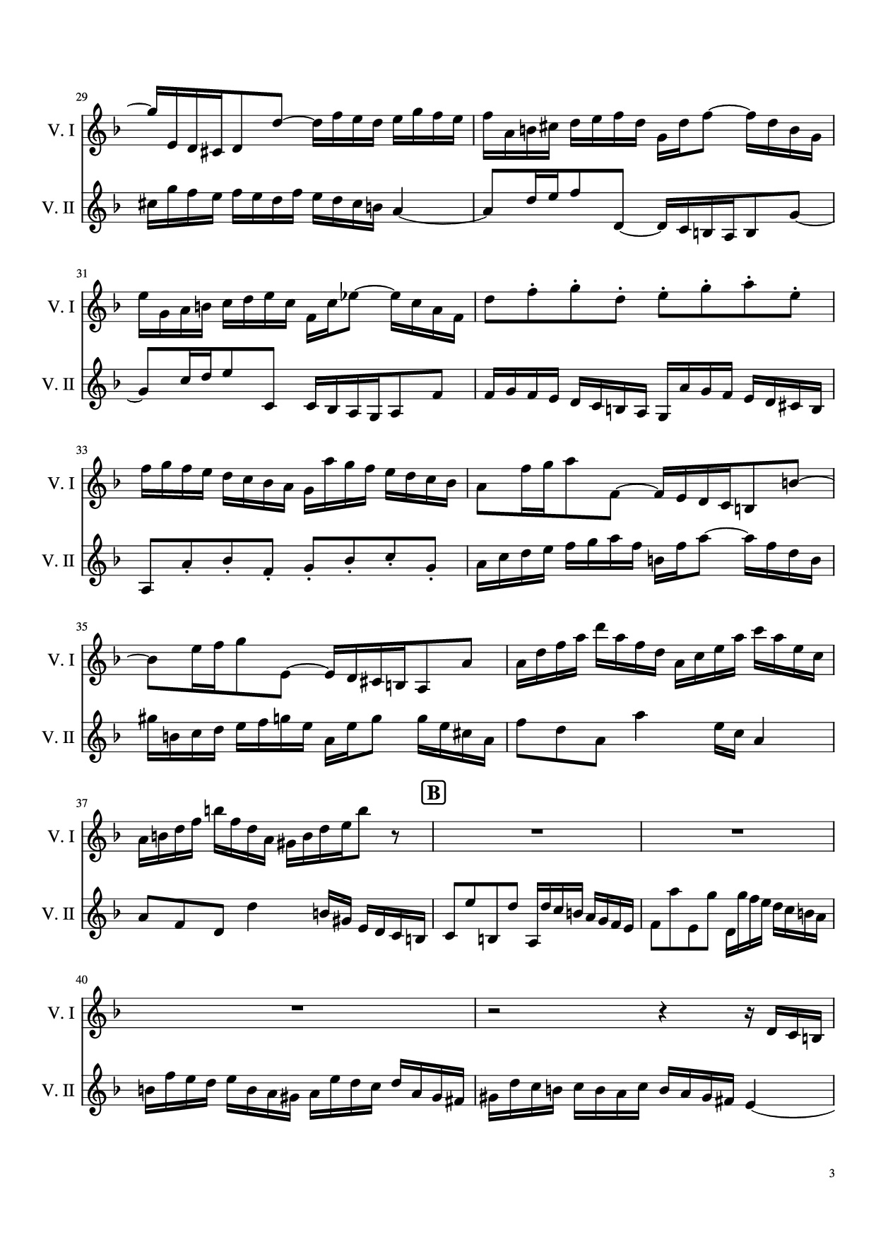Page 3 of the piano sheet music PDF – Concerto pour 2 violons in ré minor Violin by Jean-Sébastien Bach, BWV 1043