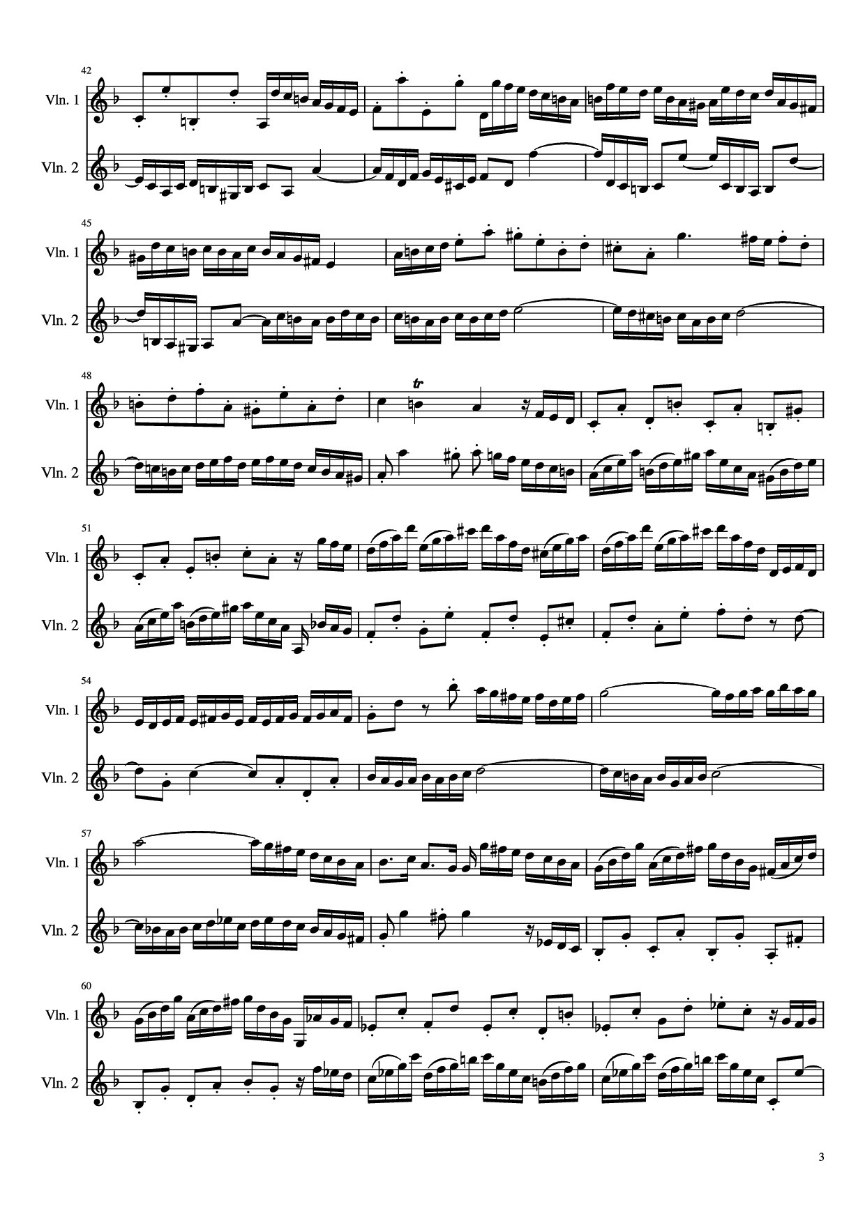 Page 3 of the piano sheet music PDF – Concerto for 2 Violins by J. S. Bach