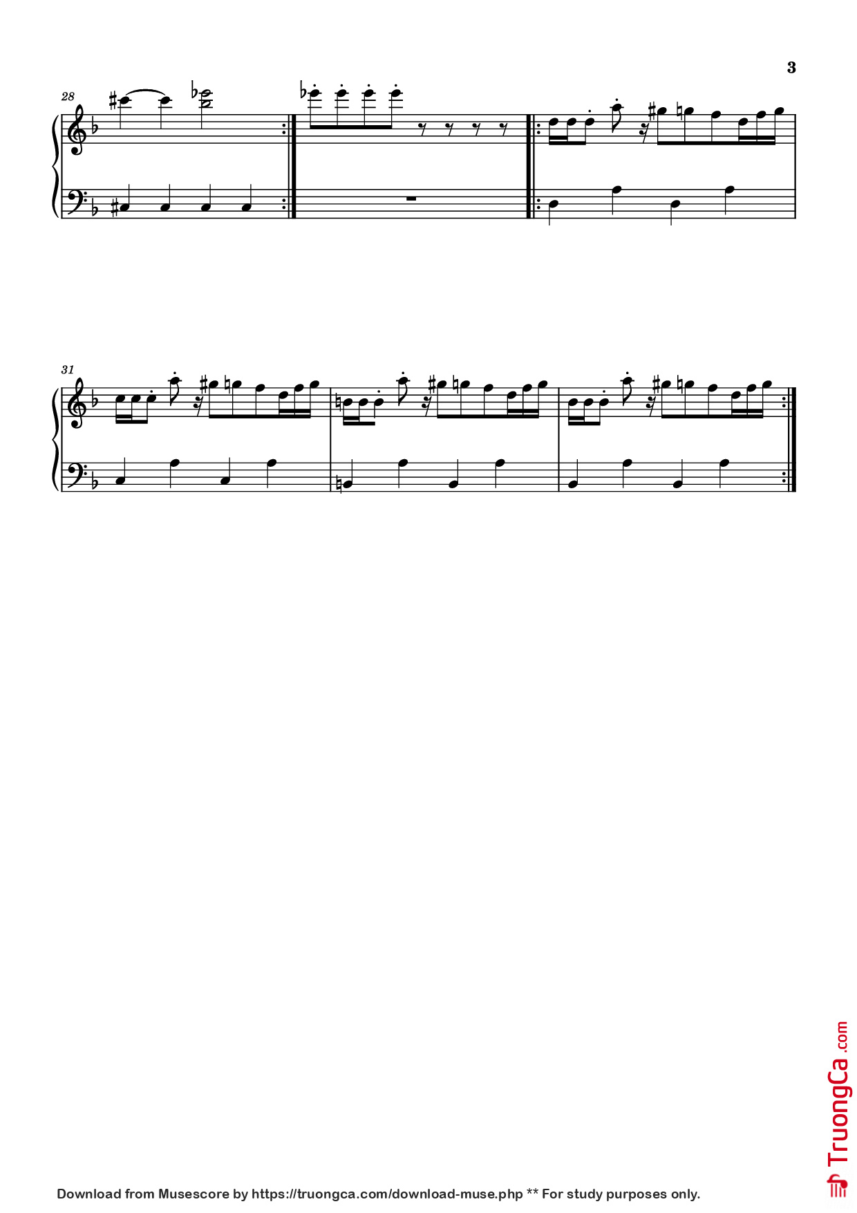 Page 3 of the piano sheet music PDF Piano – Megalovania Piano by Toby Fox