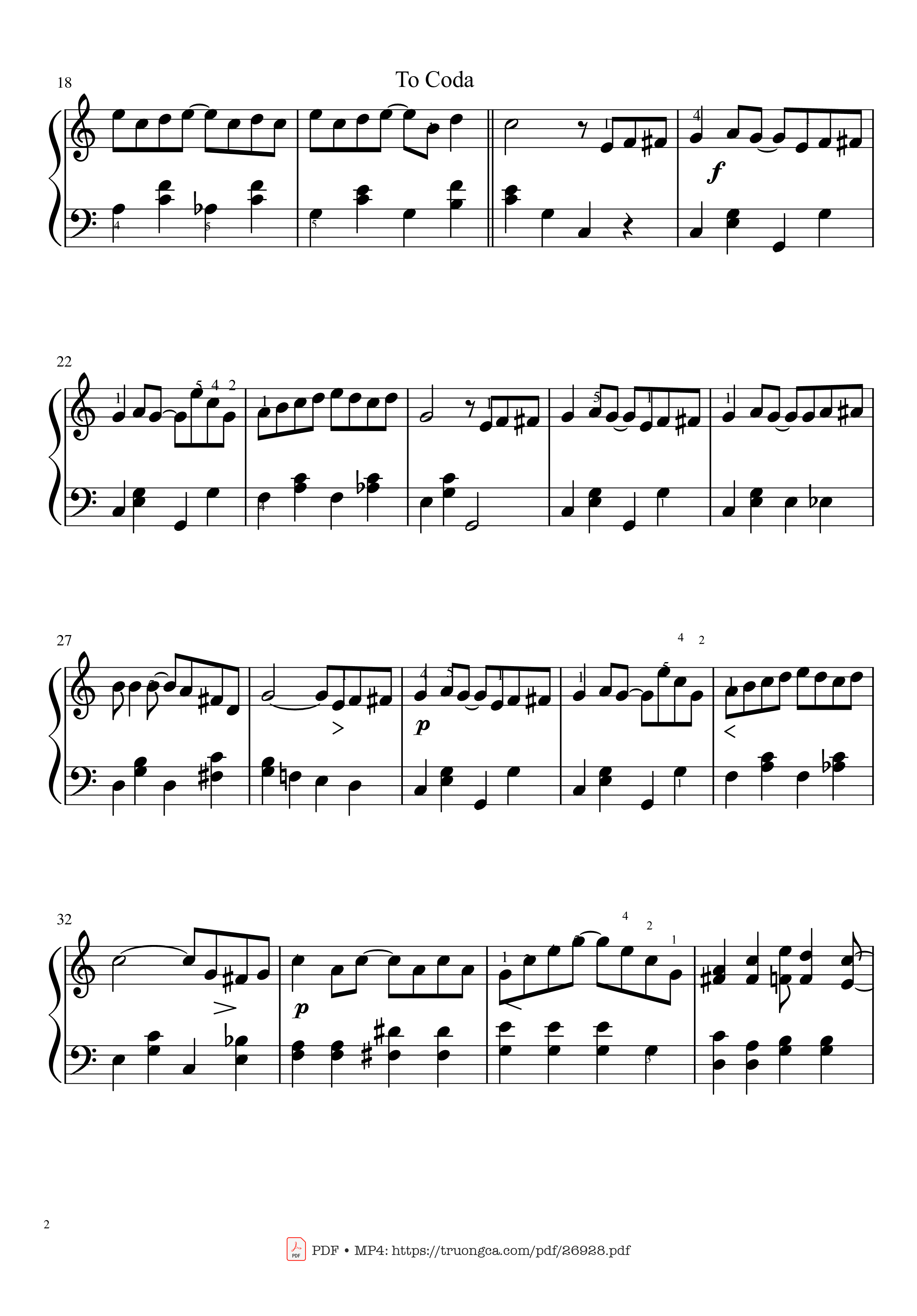 Page 2 of the piano sheet music PDF Piano – The Entertainer Piano Easy by Scott Joplin