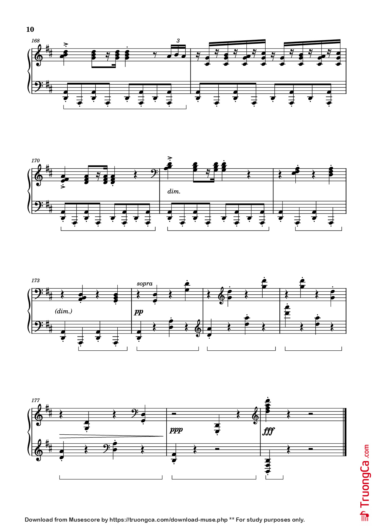 Page 10 of the piano sheet music PDF Piano – Wedding Day at Troldhaugen Piano by Vincent