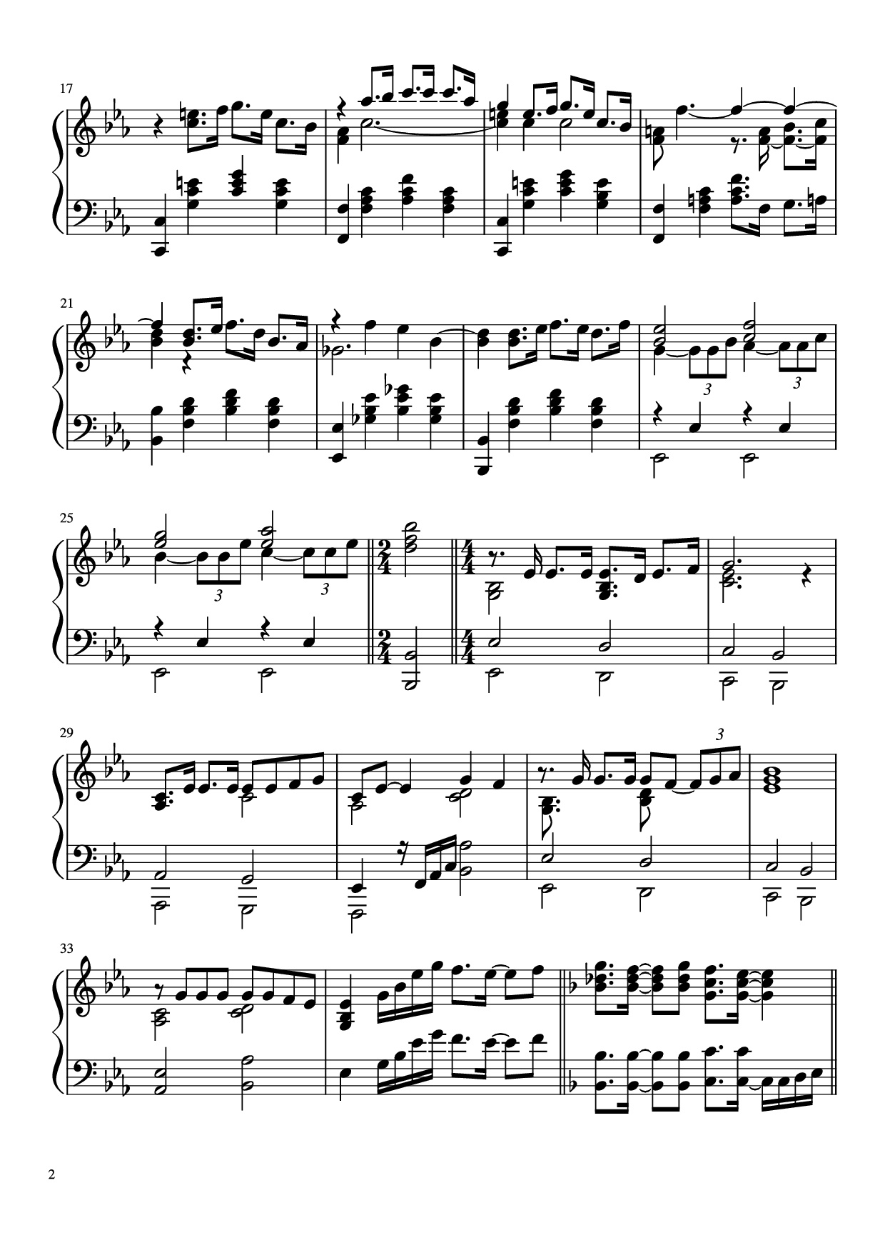 Page 2 of the piano sheet music PDF Piano – I Dreamed A Dream Piano by Music By Claude-Michel Schonber