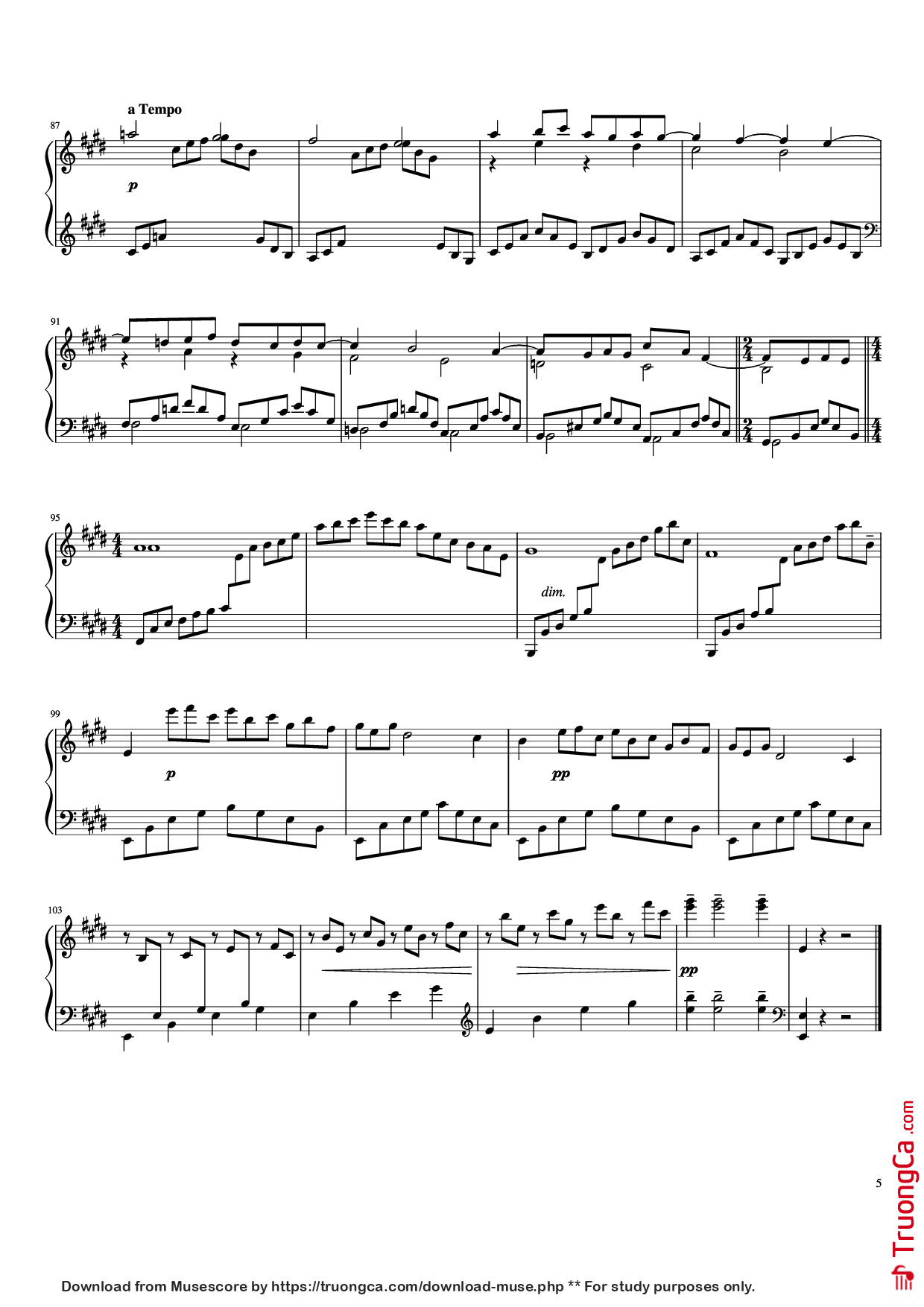 Page 5 of the piano sheet music PDF Piano – Première Arabesque Piano by Claude Debussy