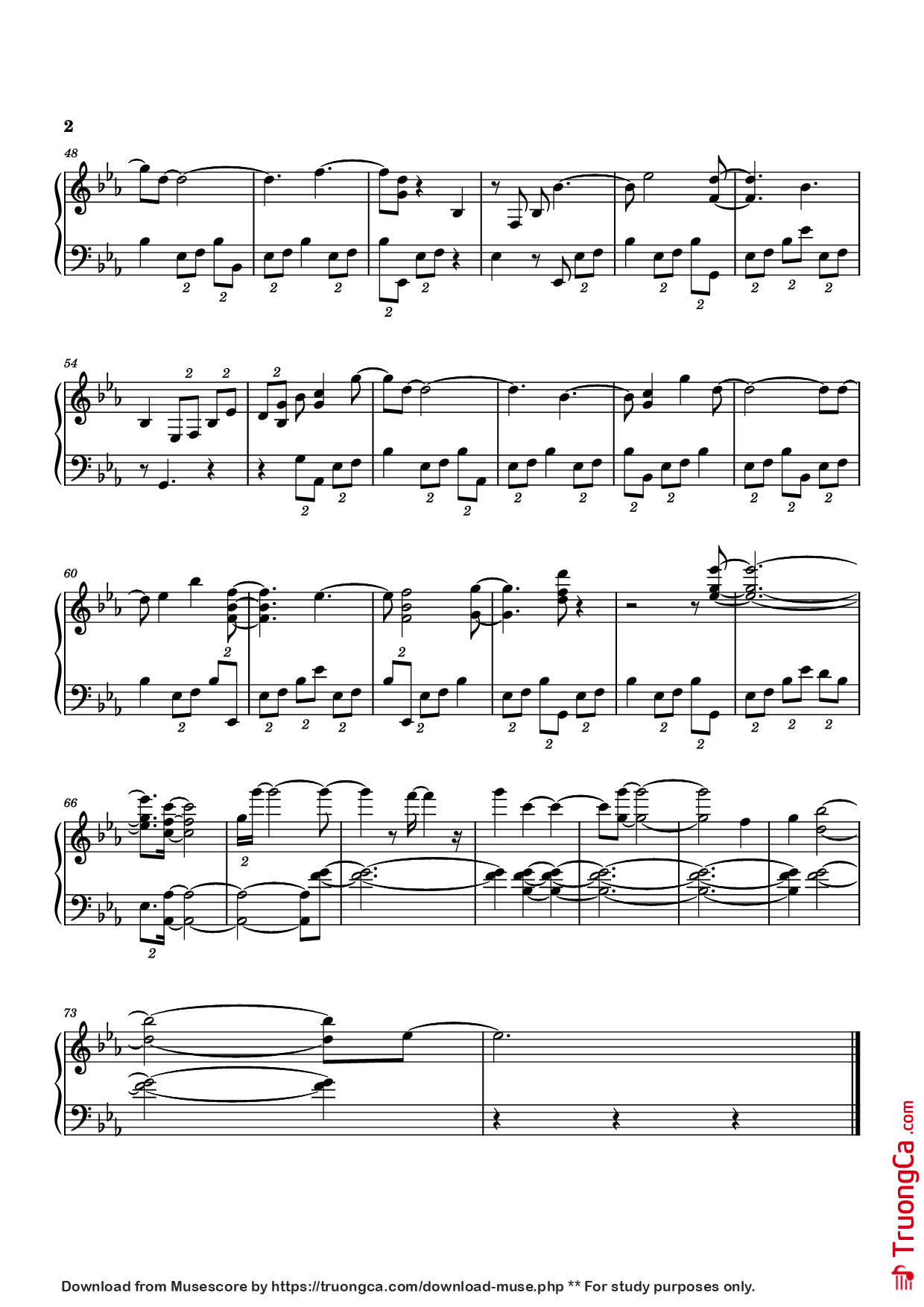 Page 2 of the piano sheet music PDF Piano – I Want To See Hori Piano by Masaru Yokoyama