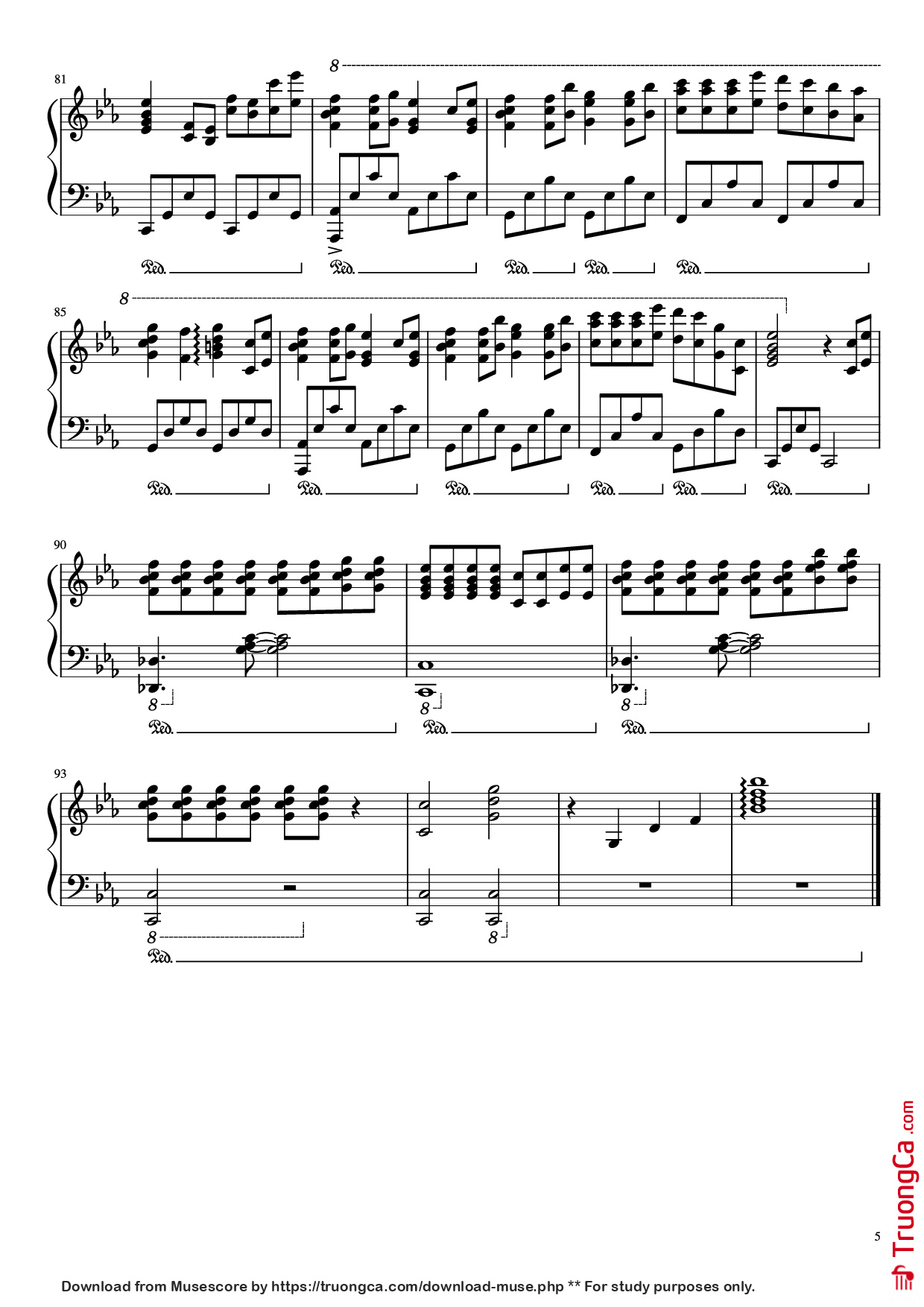 Page 5 of the piano sheet music PDF Piano – The Wind Forest (from My Neighbour Totoro) Piano by Joe Hisaishi