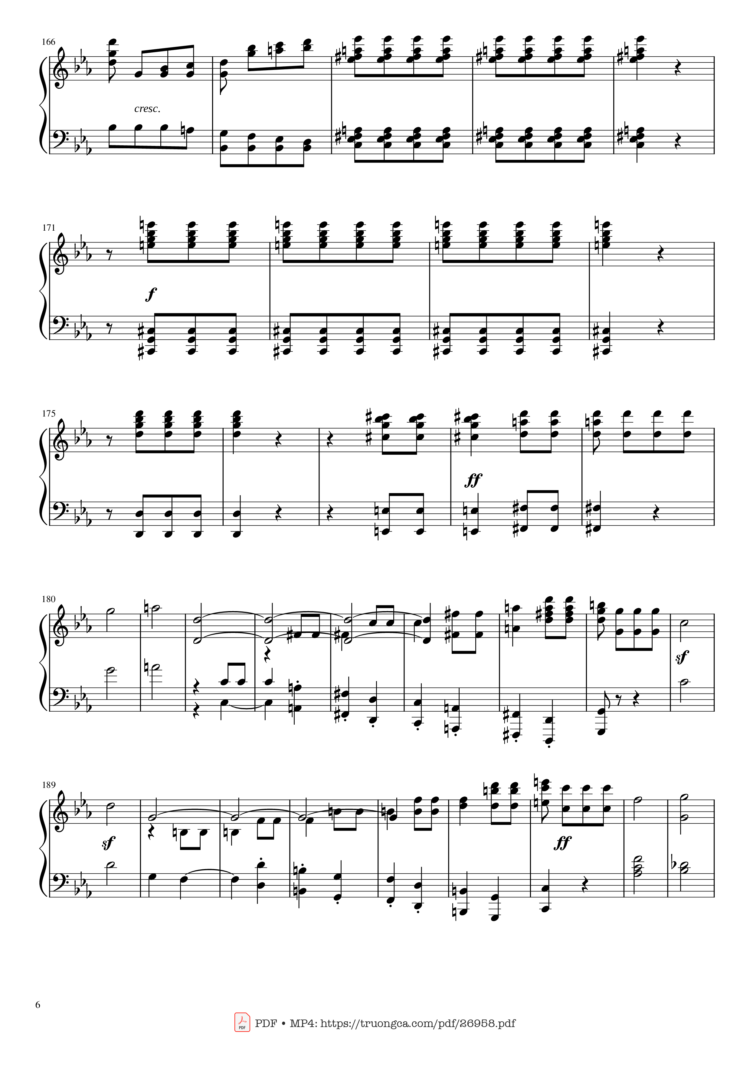 Page 6 of the piano sheet music PDF Piano – Beethoven Symphony No. 5 Piano solo by Ludwig van Beethoven