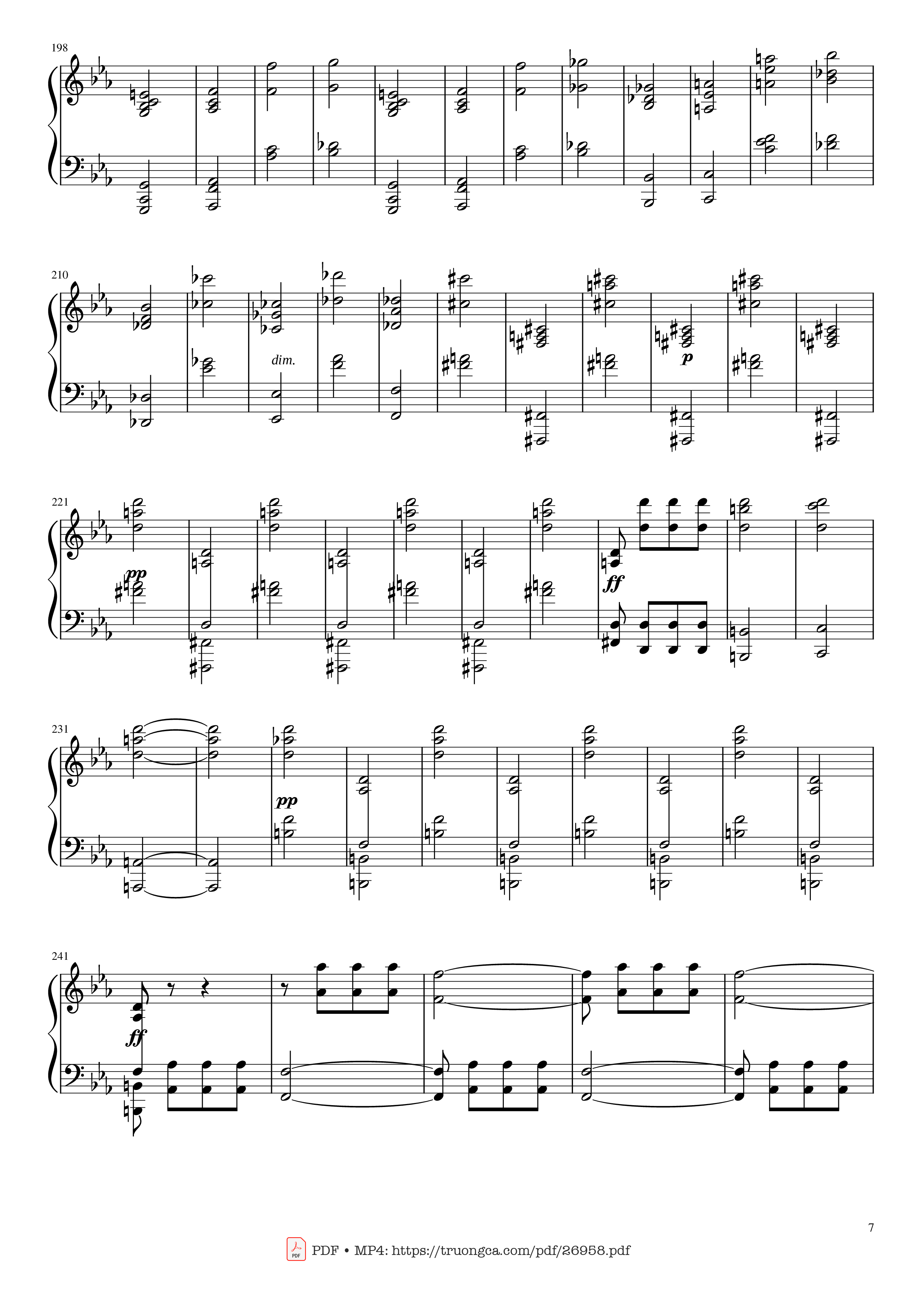 Page 7 of the piano sheet music PDF Piano – Beethoven Symphony No. 5 Piano solo by Ludwig van Beethoven