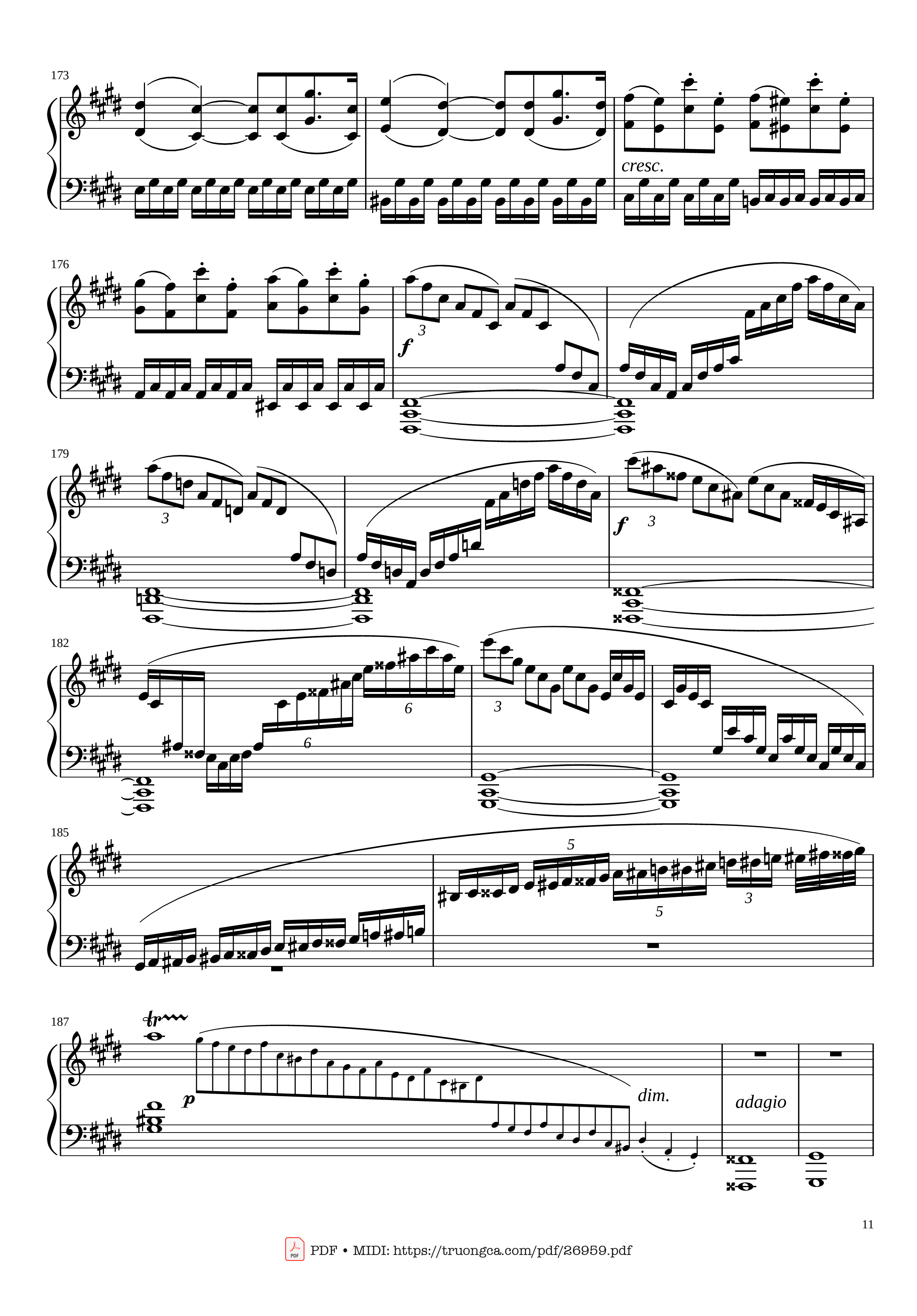 Page 11 of the piano sheet music PDF – Sonate No. 14, Moonlight, 3rd Movement by Ludwig van Beethoven