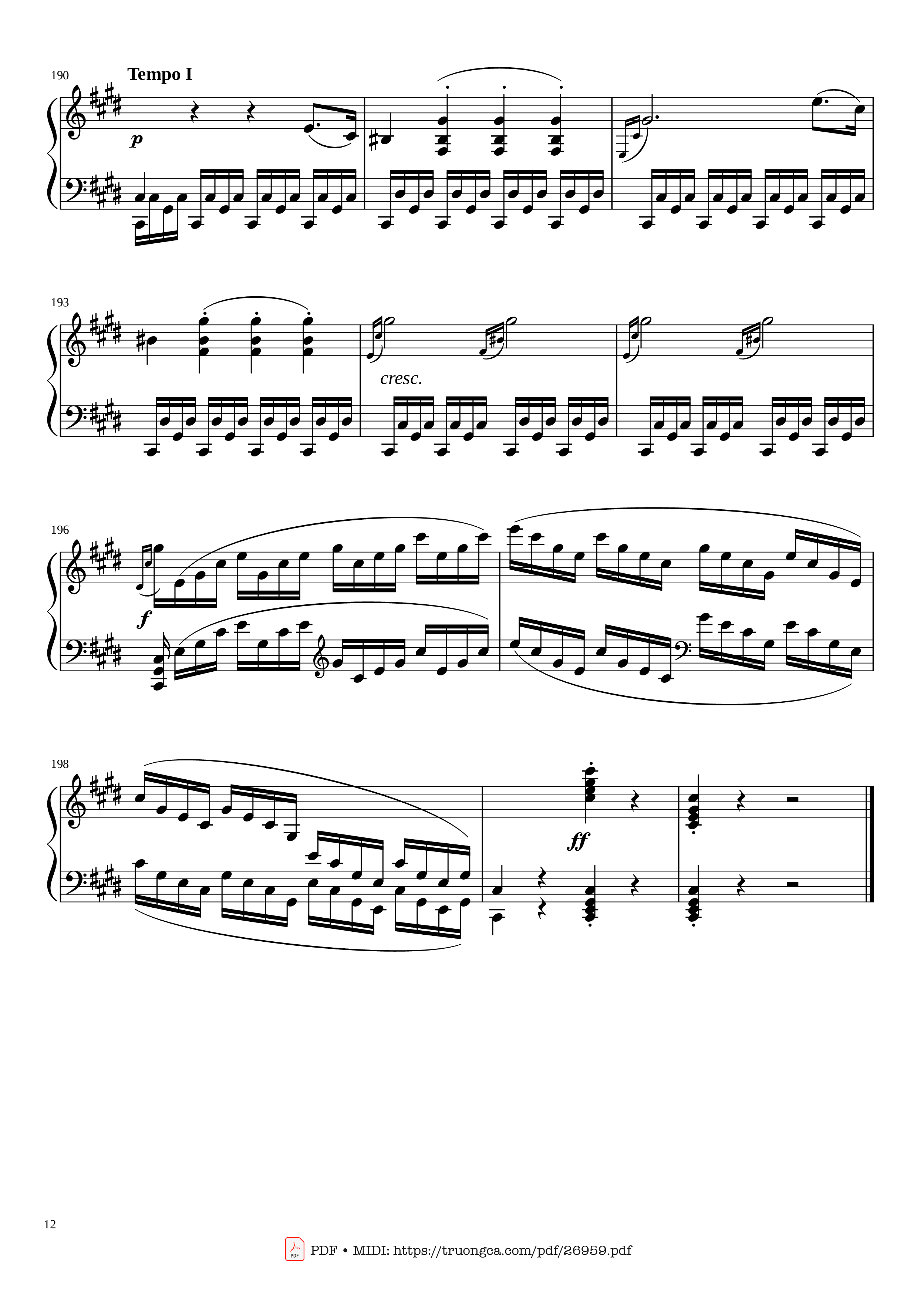 Page 12 of the piano sheet music PDF – Sonate No. 14, Moonlight, 3rd Movement by Ludwig van Beethoven