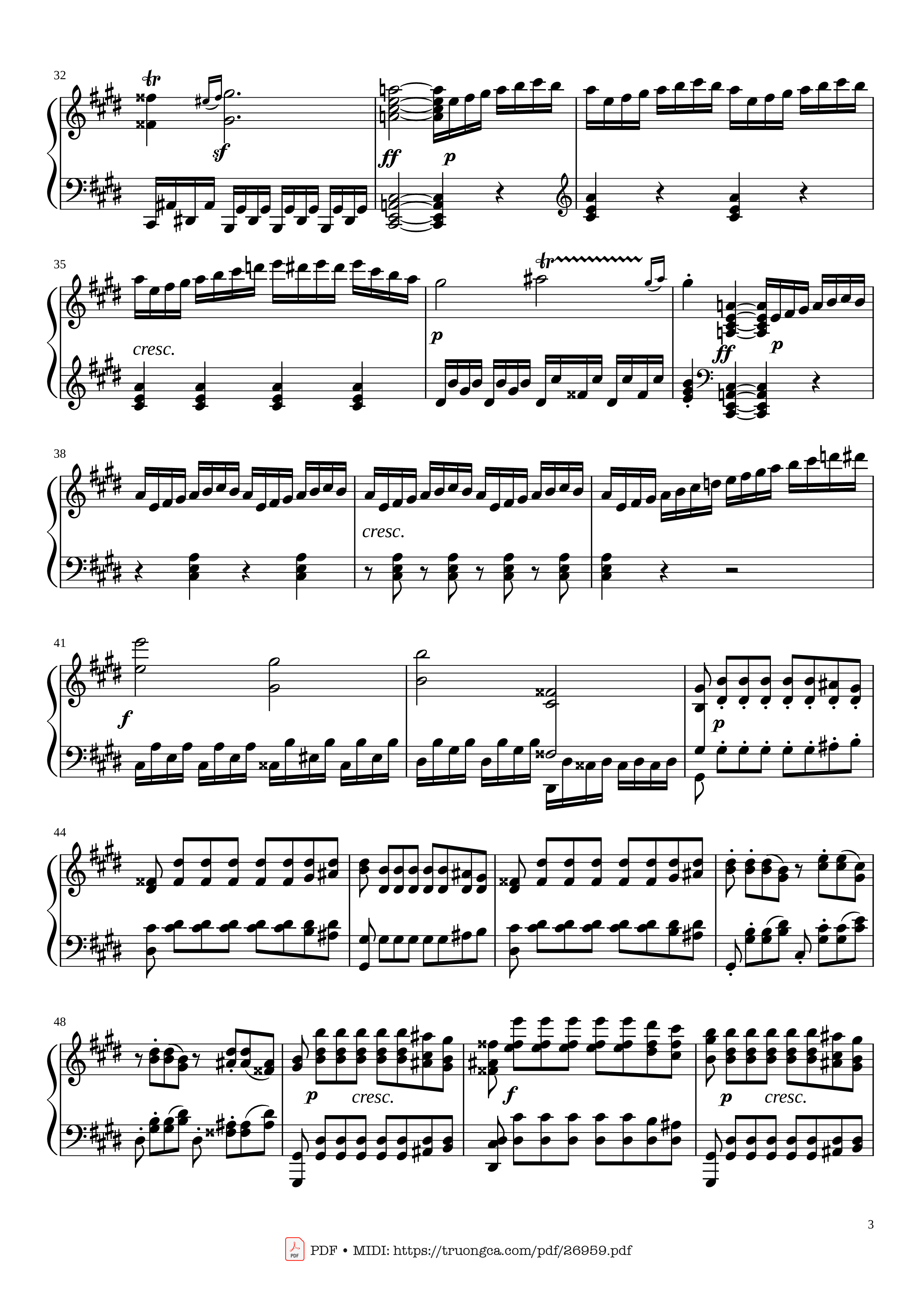 Page 3 of the piano sheet music PDF – Sonate No. 14, Moonlight, 3rd Movement by Ludwig van Beethoven