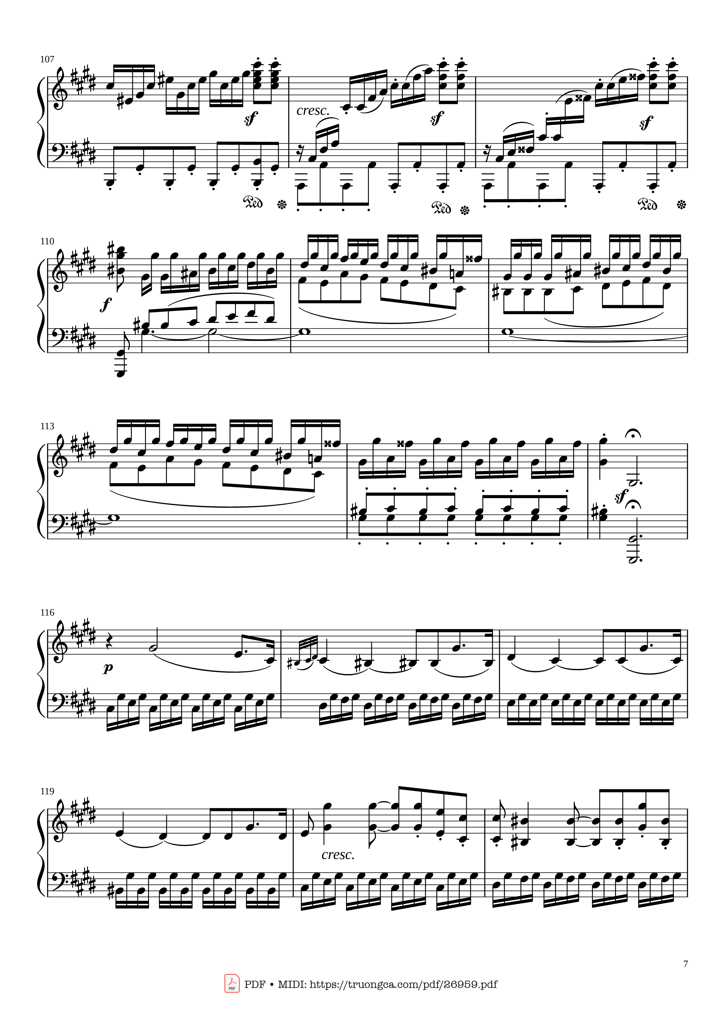 Page 7 of the piano sheet music PDF – Sonate No. 14, Moonlight, 3rd Movement by Ludwig van Beethoven
