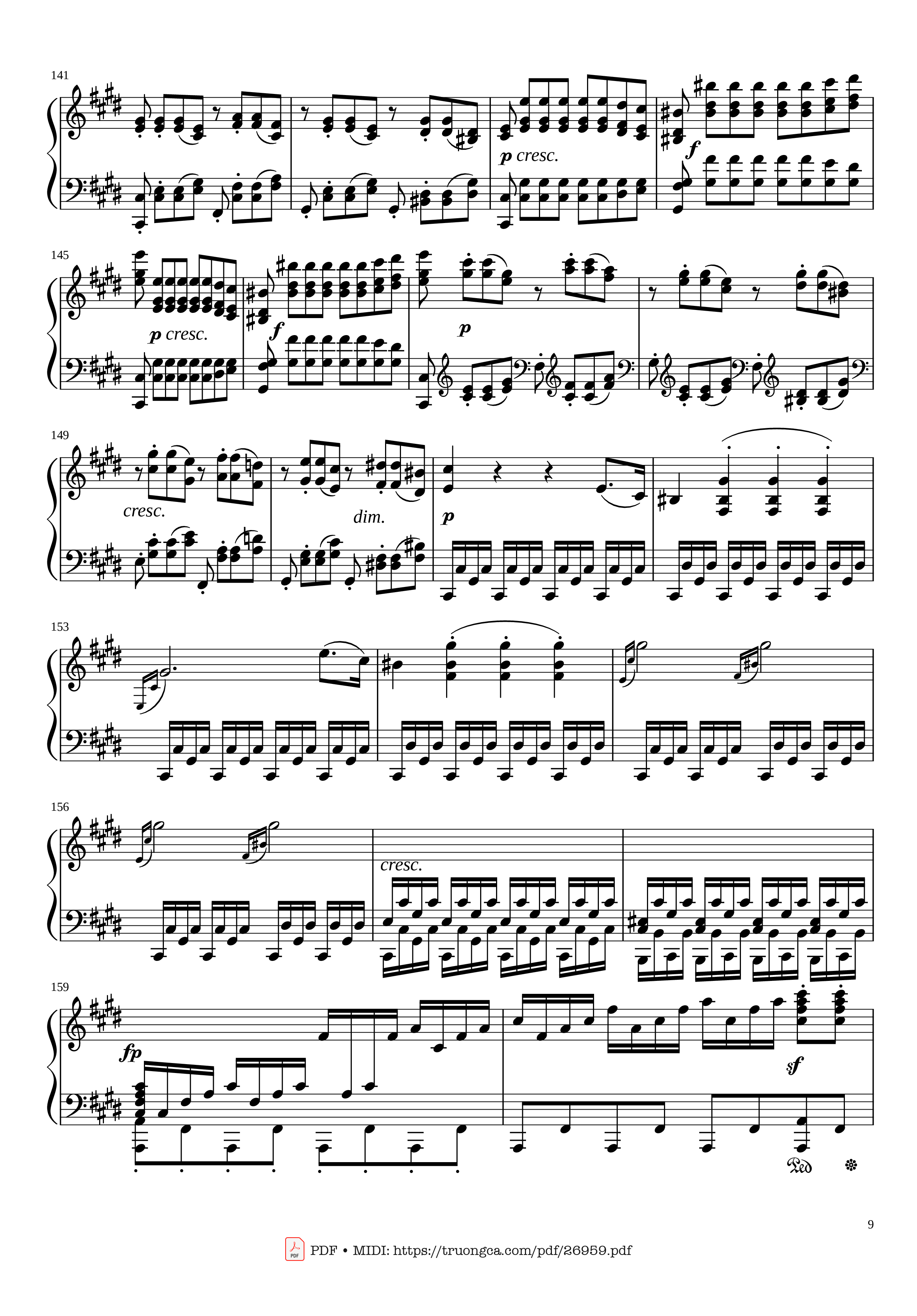 Page 9 of the piano sheet music PDF – Sonate No. 14, Moonlight, 3rd Movement by Ludwig van Beethoven