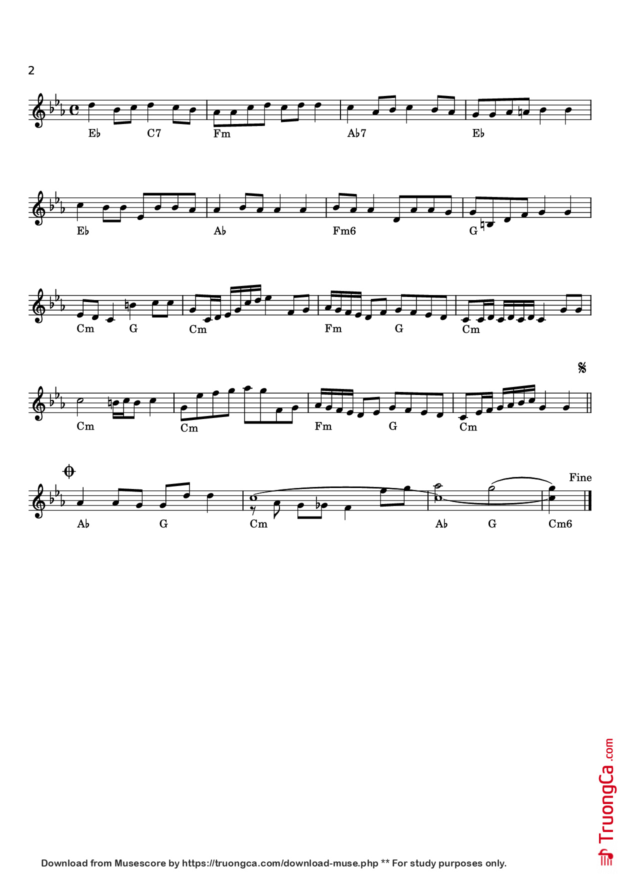 Page 2 of the piano sheet music PDF Piano – يا عاشقة الورد Piano by زكي ناصيف