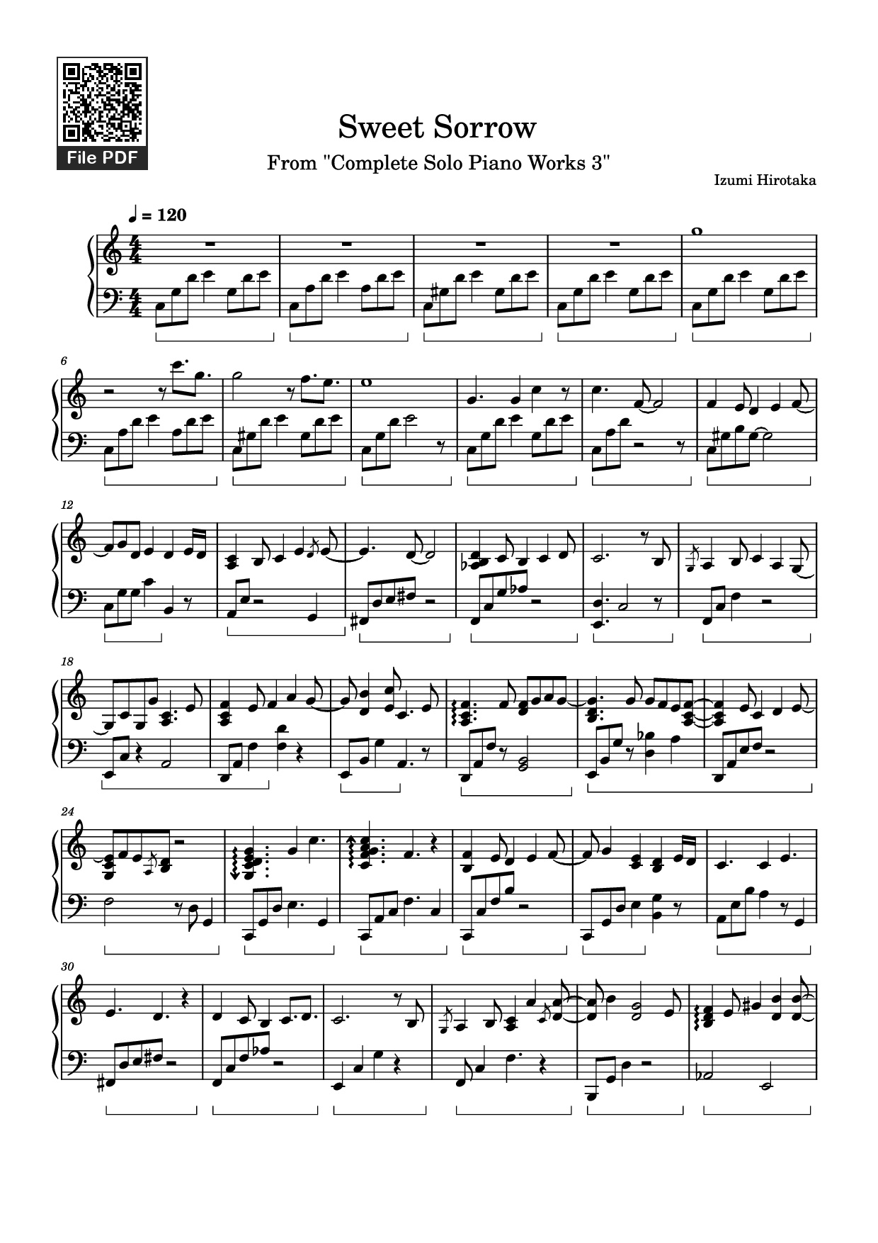 Page 1 of the piano sheet music PDF Piano – Sweet Sorrow Piano by Izumi Hirotaka