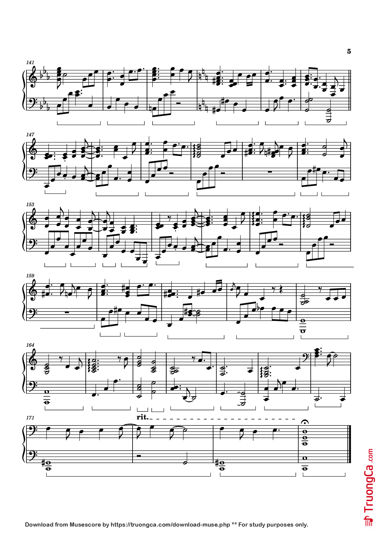 Page 5 of the piano sheet music PDF Piano – Sweet Sorrow Piano by Izumi Hirotaka