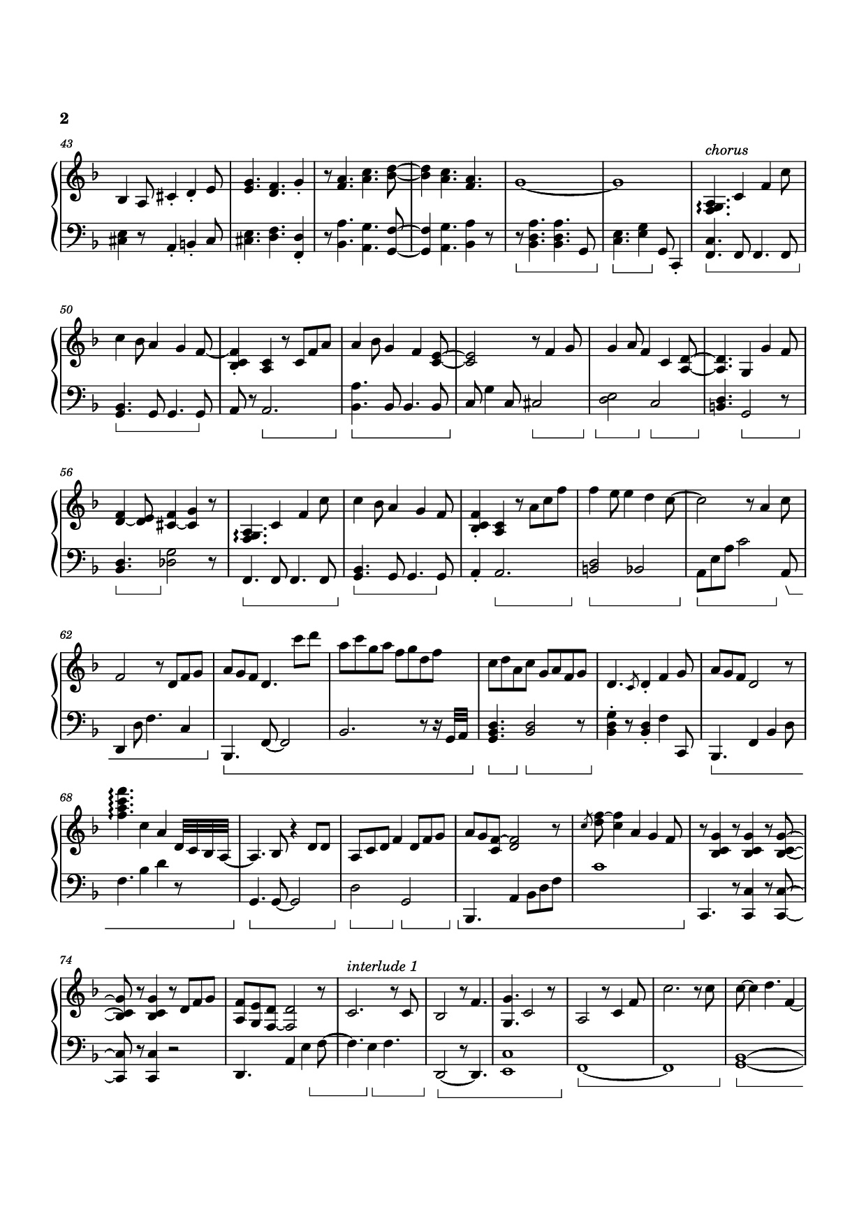 Page 2 of the piano sheet music PDF Piano – White Mane Piano by Izumi Hirotaka