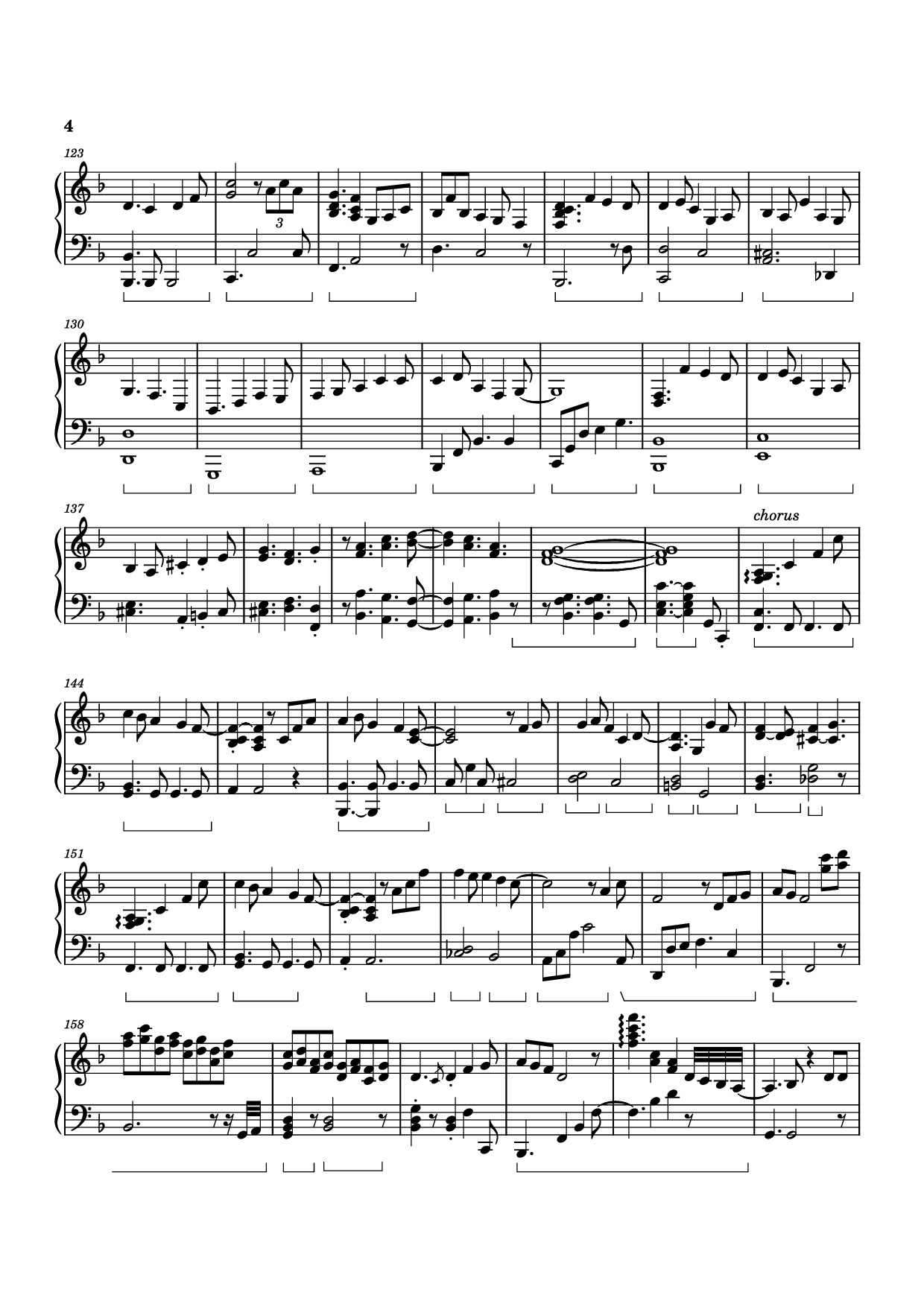 Page 4 of the piano sheet music PDF Piano – White Mane Piano by Izumi Hirotaka