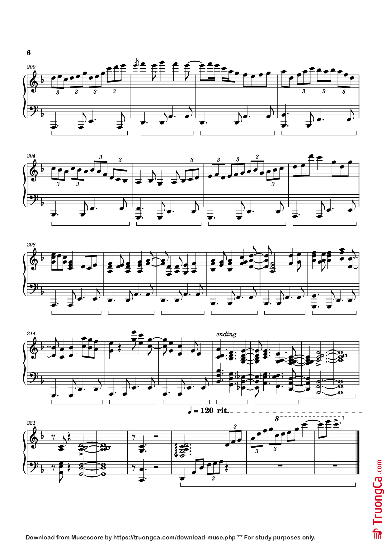 Page 6 of the piano sheet music PDF Piano – White Mane Piano by Izumi Hirotaka
