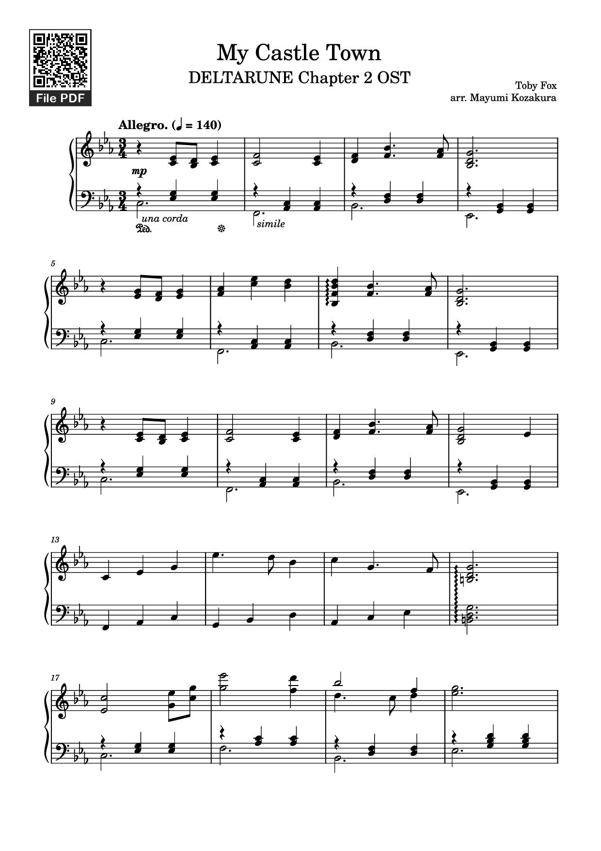 Page 1 of the piano sheet music PDF Piano – My Castle Town Piano by Toby Fox