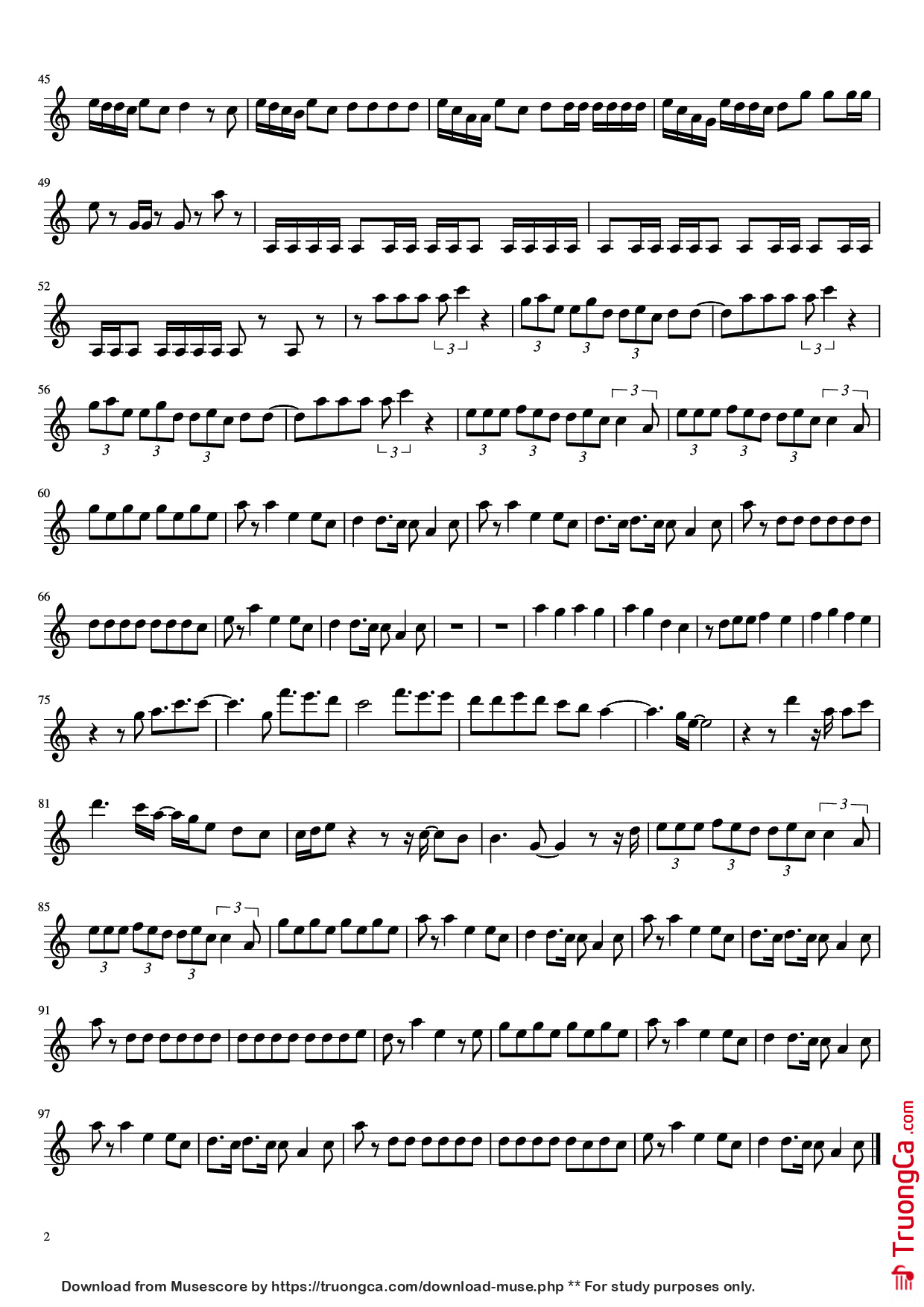 Page 2 of the piano sheet music PDF – ON Violin by BTS