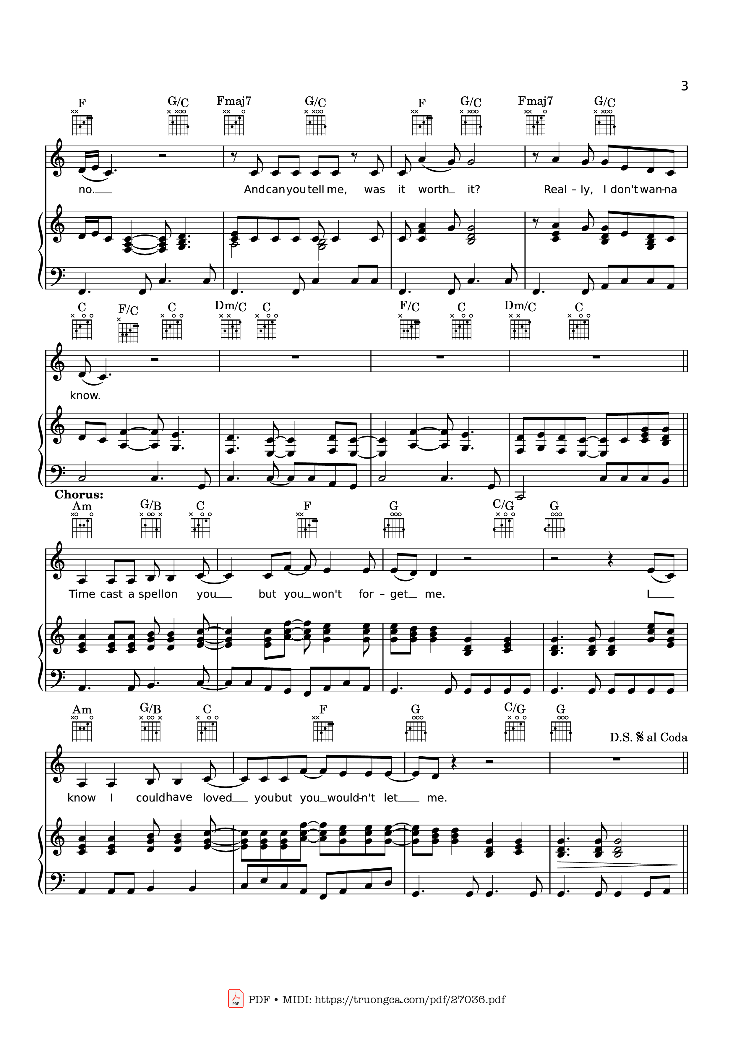 Page 3 of the piano sheet music PDF Piano – Silver Springs Piano & vocal by STEVIE NICKS