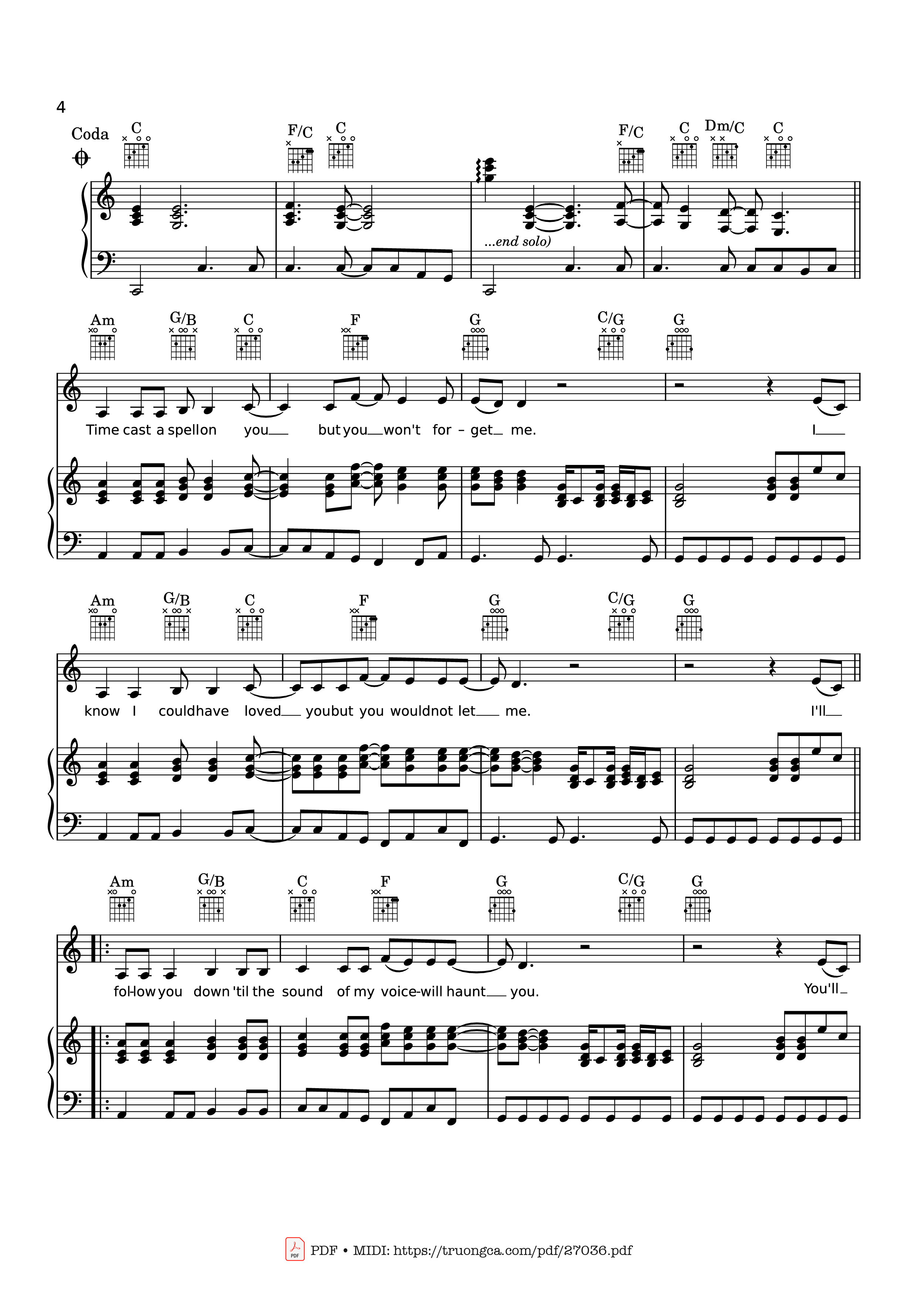 Page 4 of the piano sheet music PDF Piano – Silver Springs Piano & vocal by STEVIE NICKS