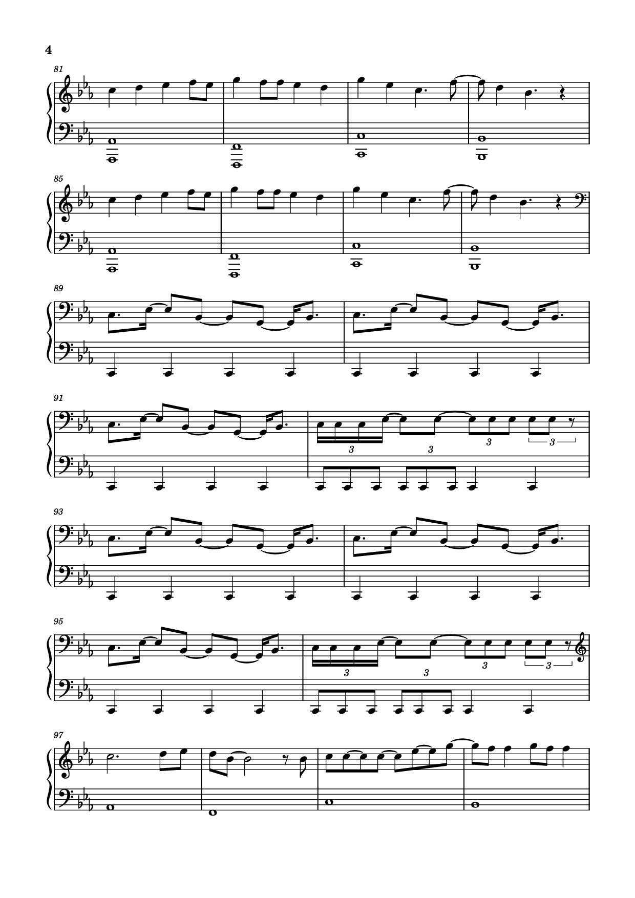 Page 4 of the piano sheet music PDF Piano – Judas Piano by Lady Gaga