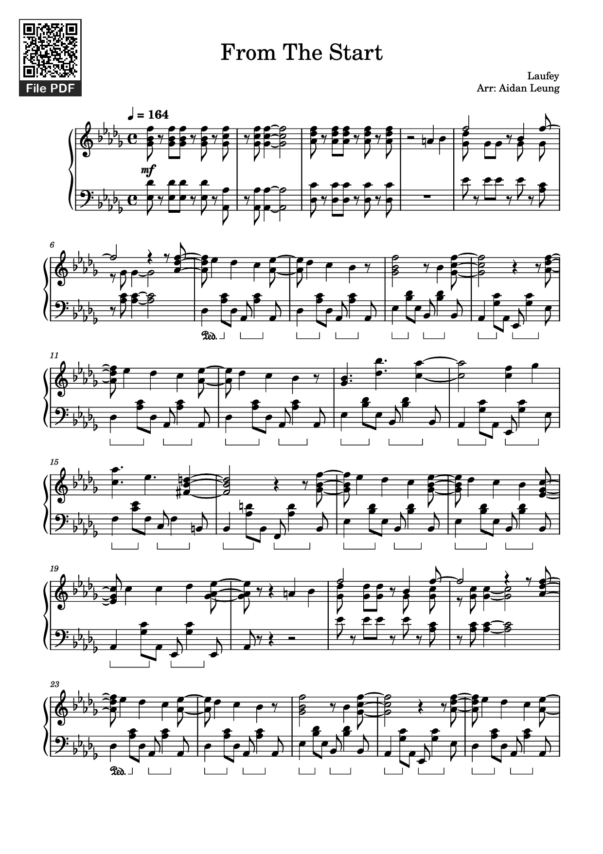 Page 1 of the piano sheet music PDF Piano – From The Start Piano by Laufey