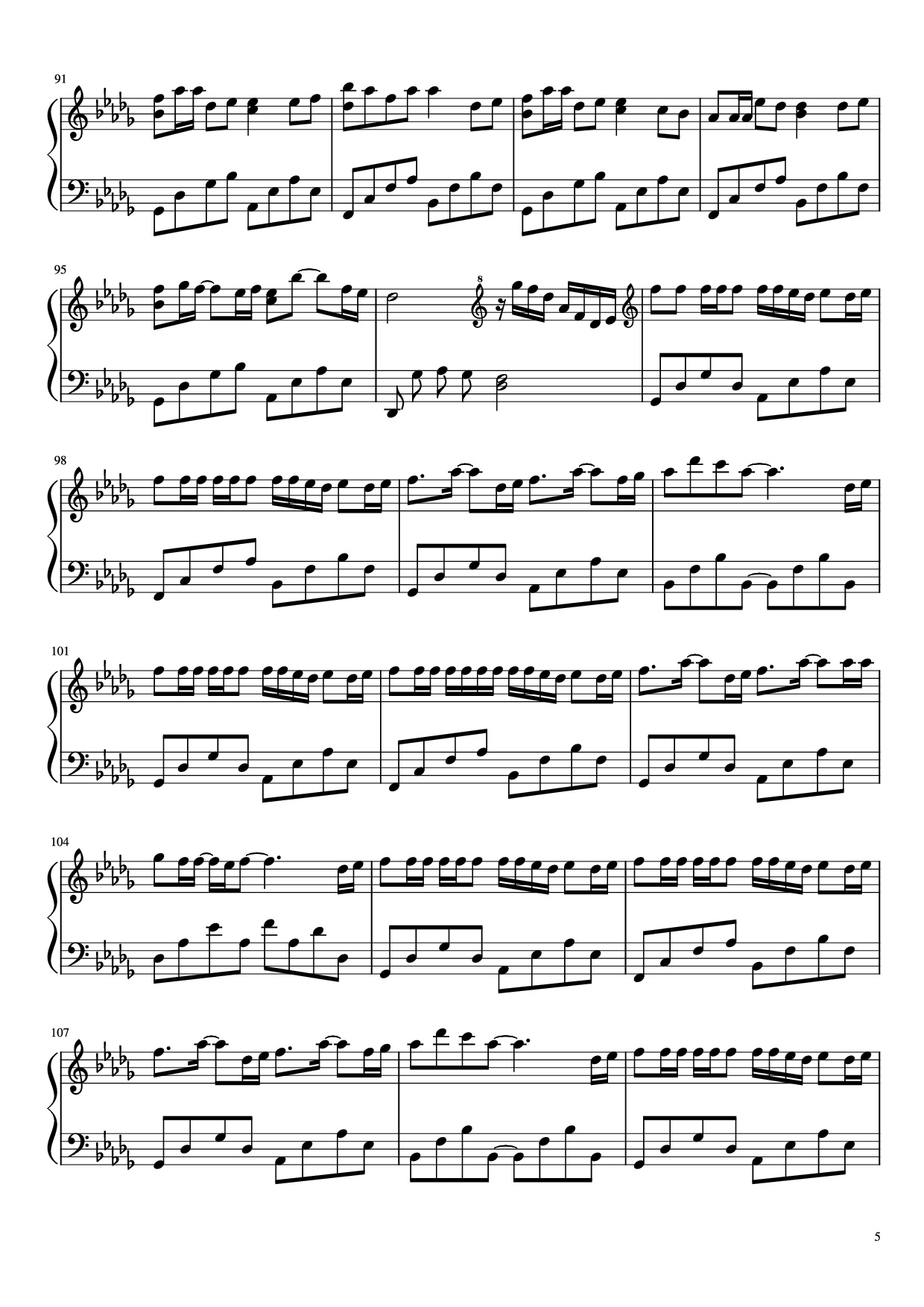 Page 5 of the piano sheet music PDF Piano – 把回忆拼好给你 Gói Gọn Hồi Ức Trao Cho Anh by 王贰浪