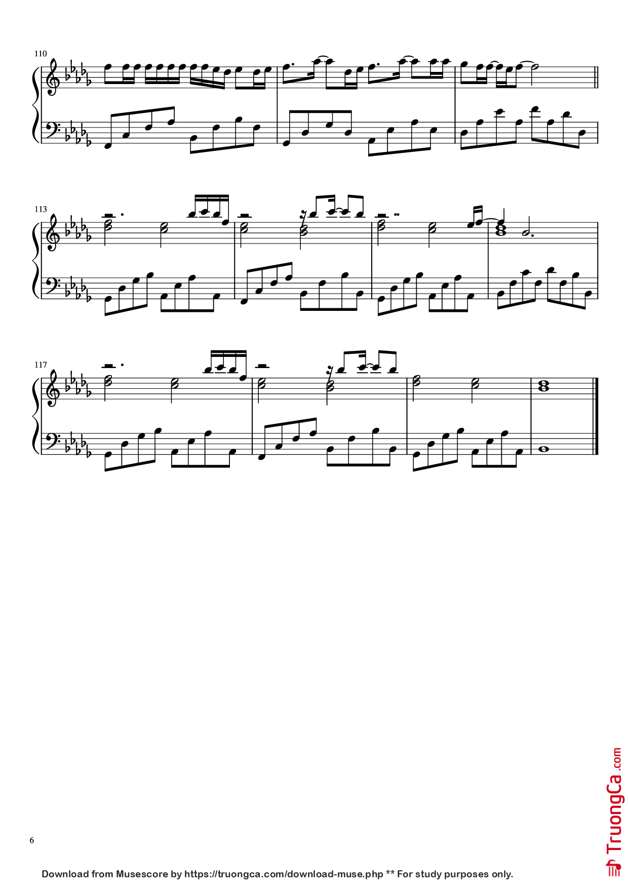 Page 6 of the piano sheet music PDF Piano – 把回忆拼好给你 Gói Gọn Hồi Ức Trao Cho Anh by 王贰浪