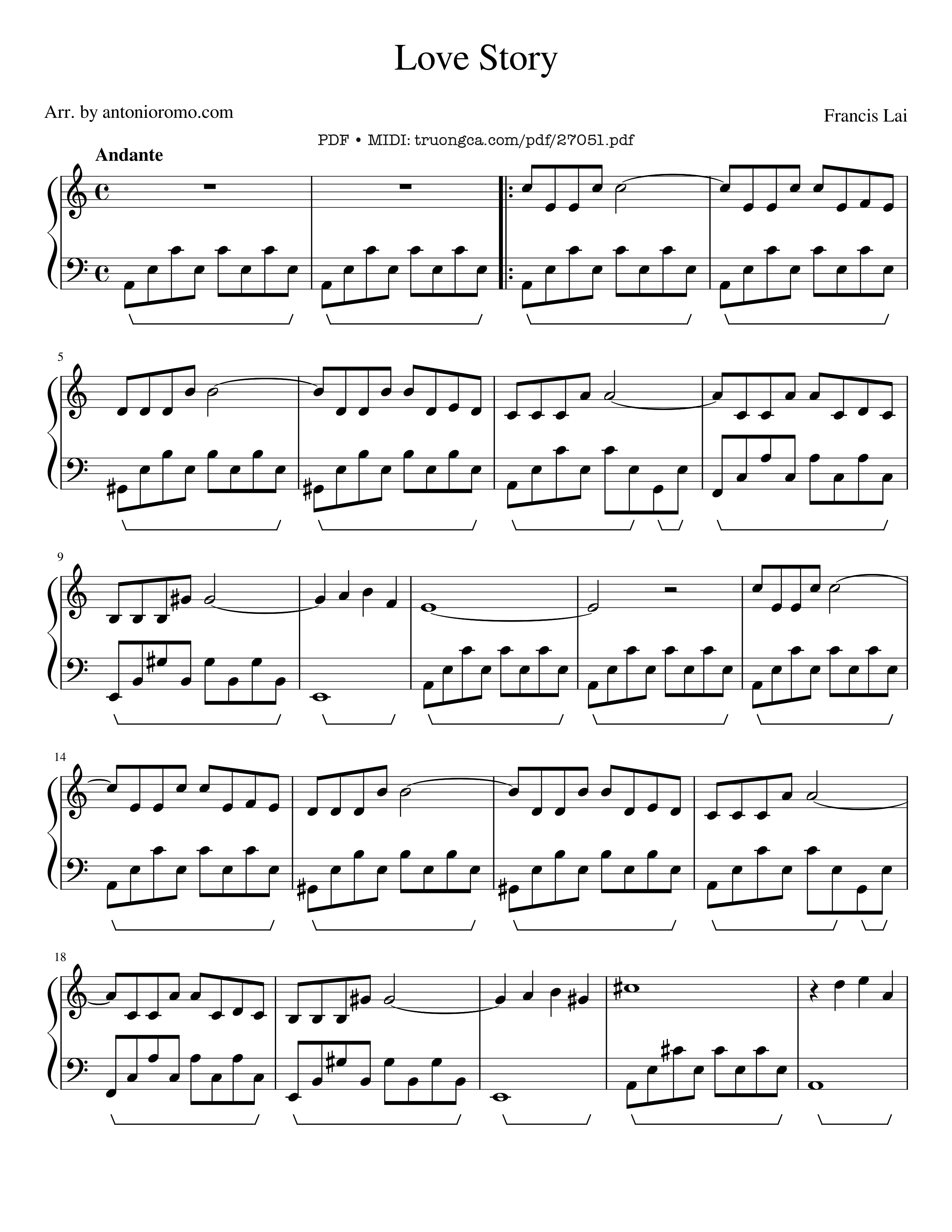 Page 1 of the piano sheet music PDF Piano – Love Story Piano by Francis Lai