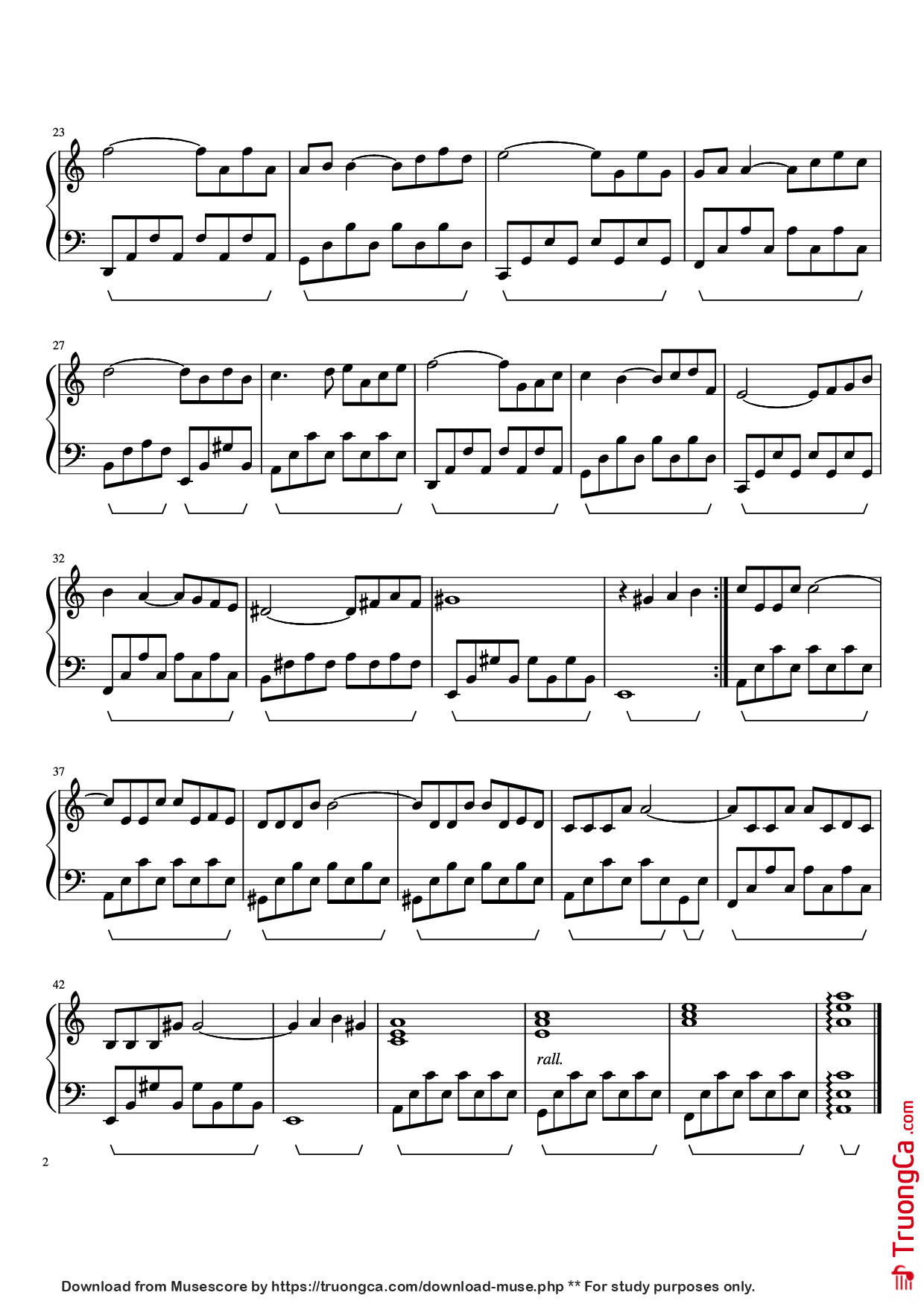 Page 2 of the piano sheet music PDF Piano – Love Story Piano by Francis Lai