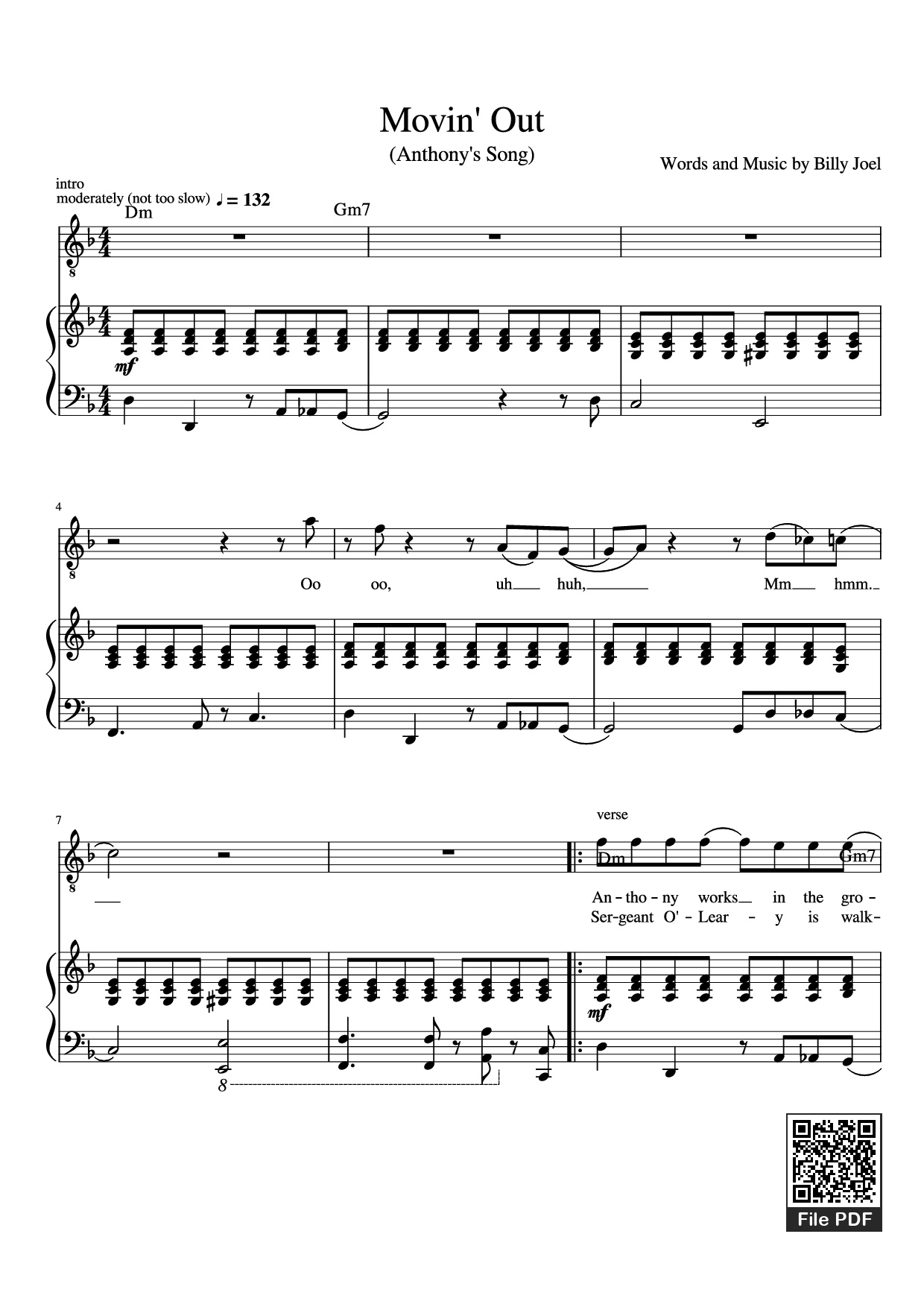 Page 1 of the piano sheet music PDF Piano – Movin