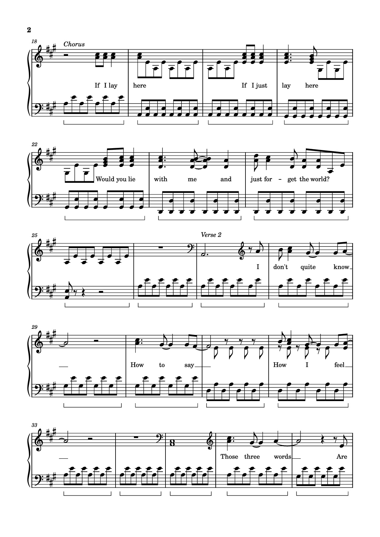 Page 2 of the piano sheet music PDF Piano – Chasing Cars Piano by Snow Patrol