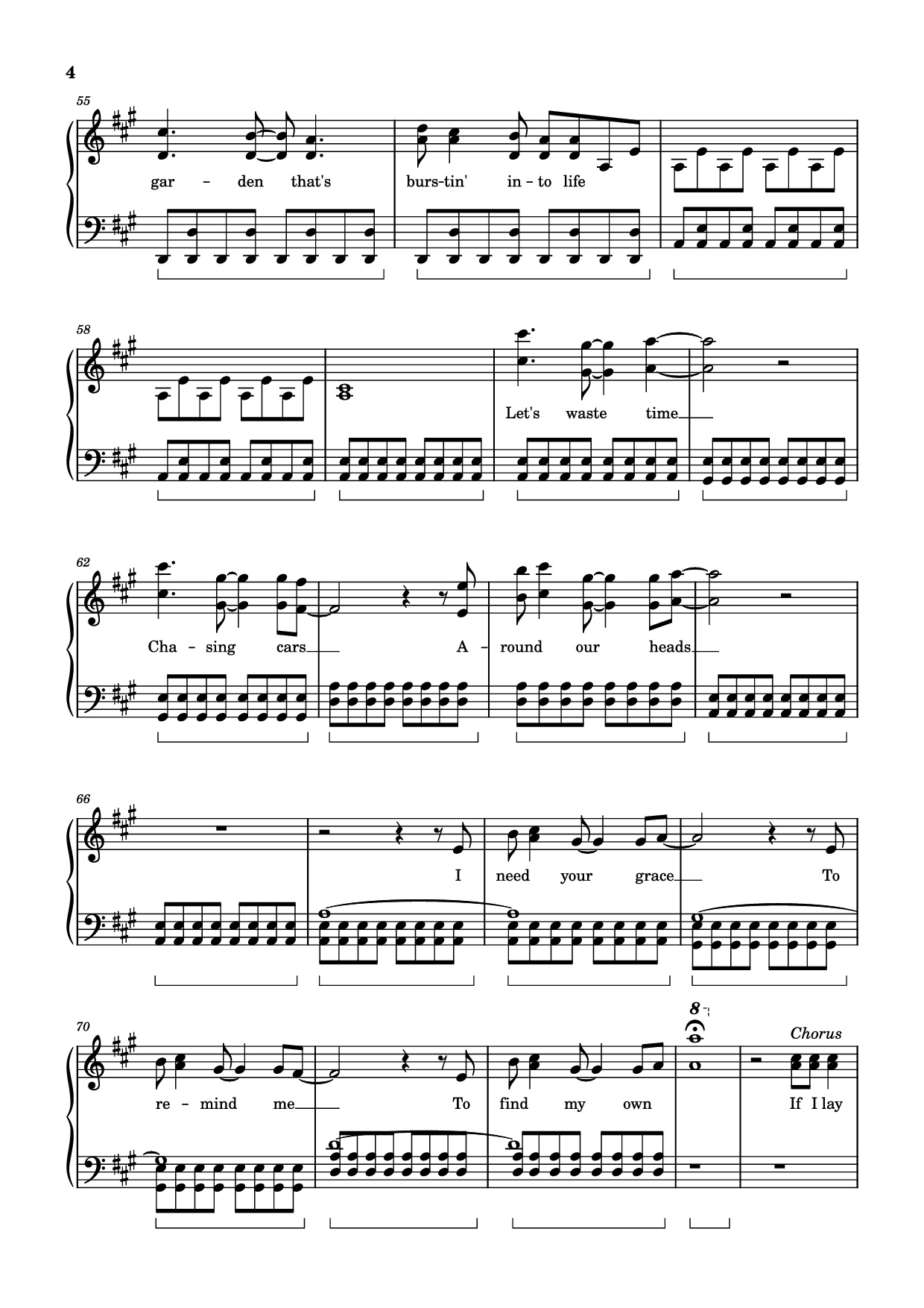 Page 4 of the piano sheet music PDF Piano – Chasing Cars Piano by Snow Patrol