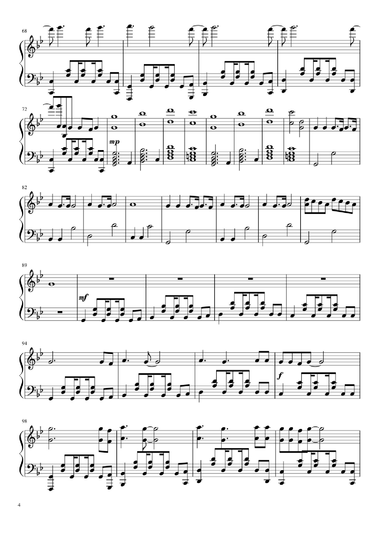 Page 4 of the piano sheet music PDF Piano – Love me again Piano by Undefined