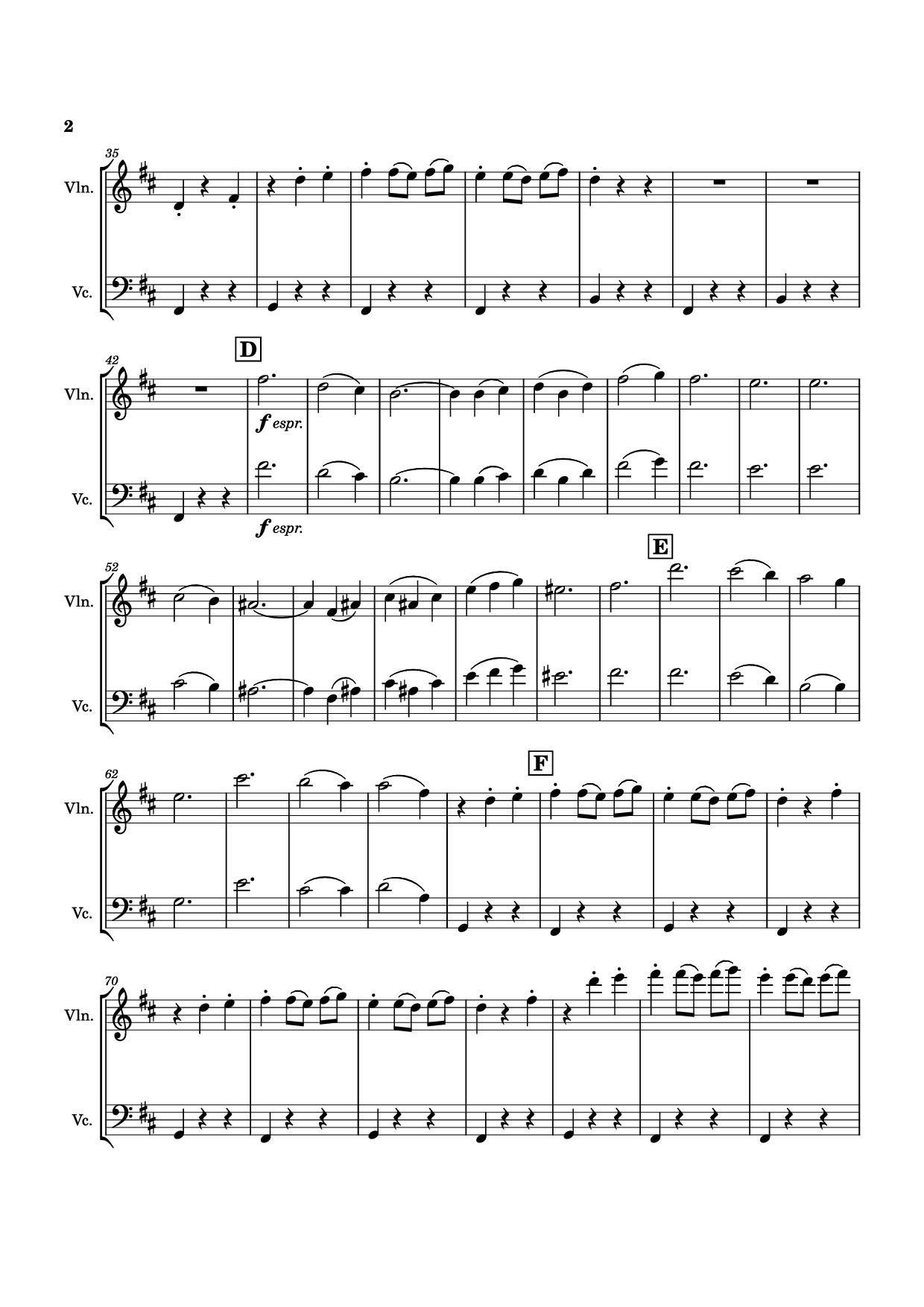 Page 2 of the piano sheet music PDF – Waltz No. 2 Violin by Dmitri Shostakovich