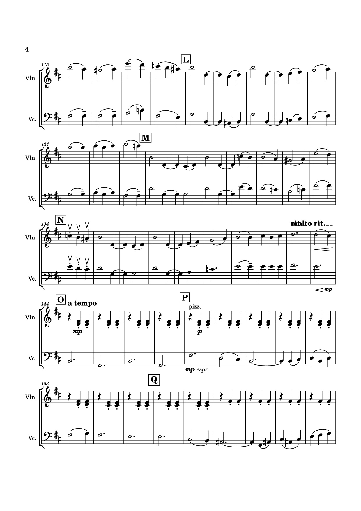 Page 4 of the piano sheet music PDF – Waltz No. 2 Violin by Dmitri Shostakovich