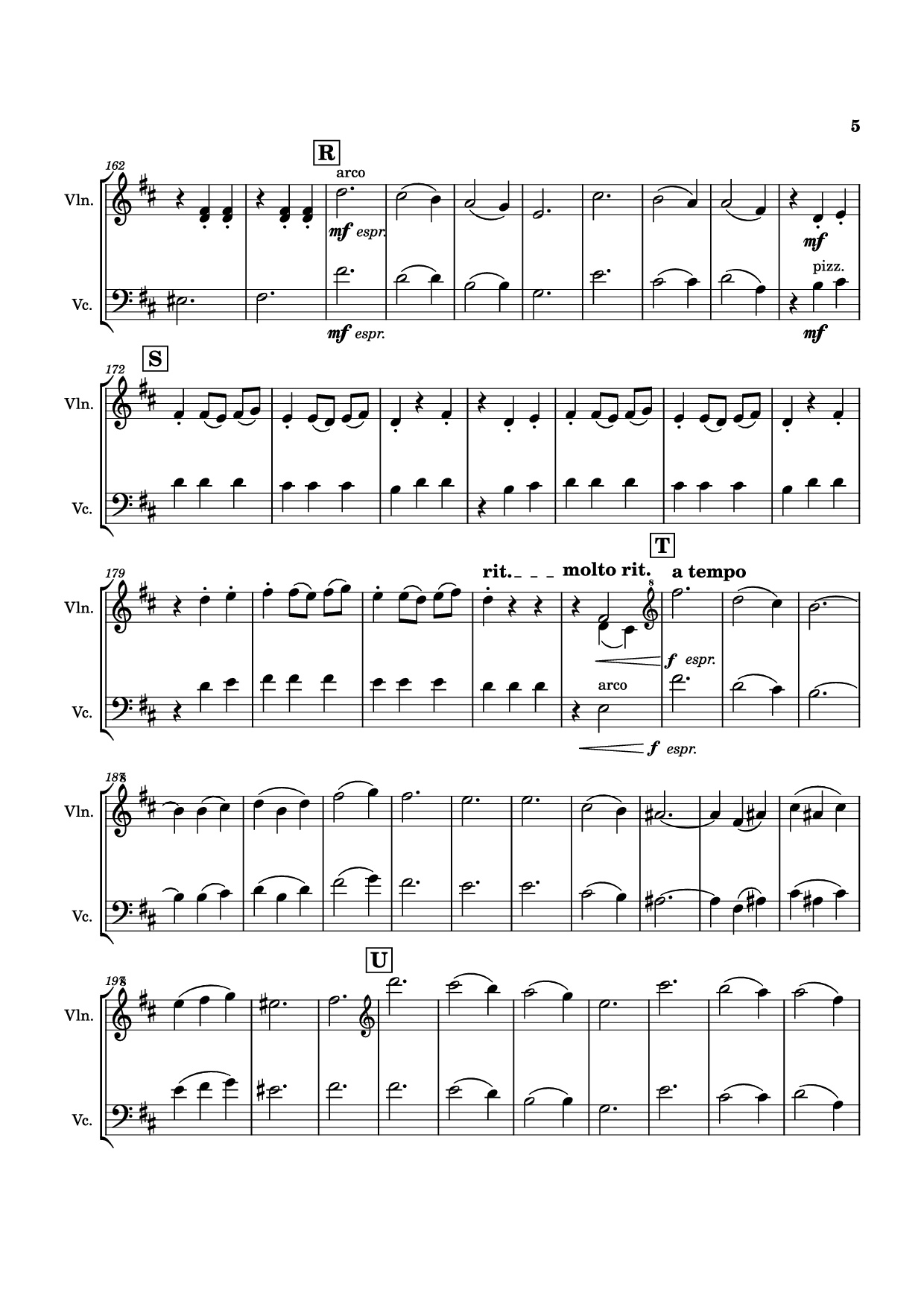 Page 5 of the piano sheet music PDF – Waltz No. 2 Violin by Dmitri Shostakovich