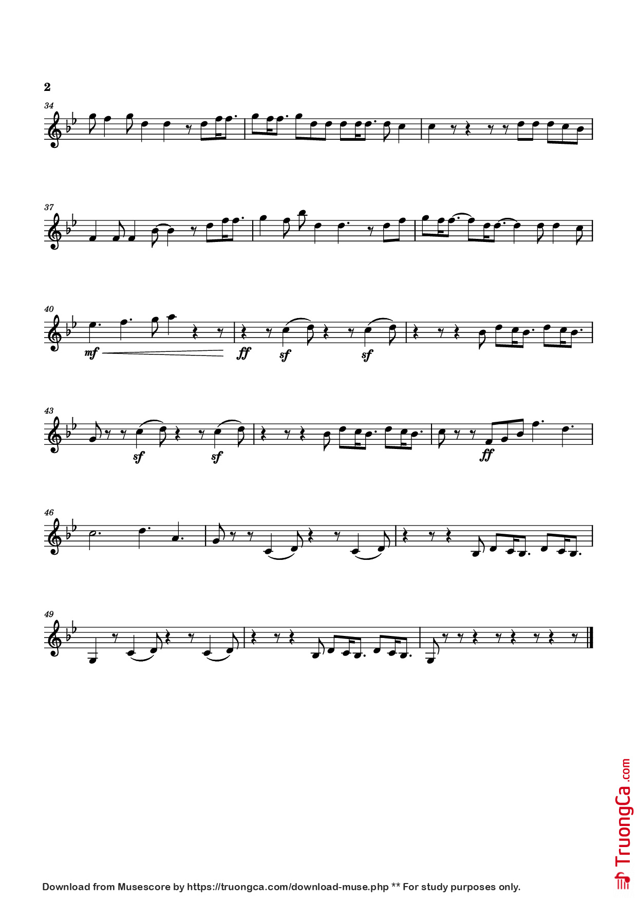 Page 2 of the piano sheet music PDF – Beautiful Things Violin by Benson Boone