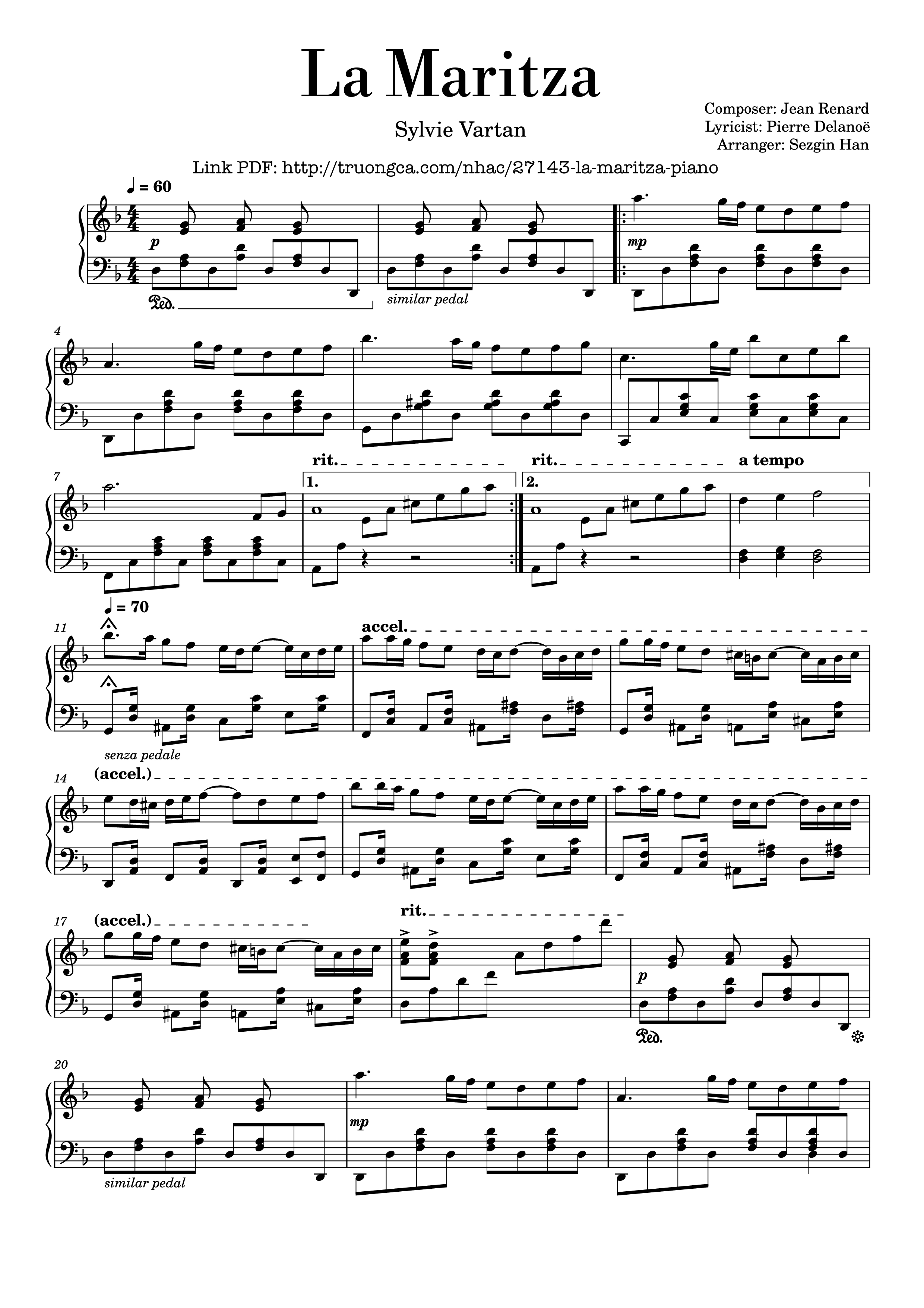Page 1 of the piano sheet music PDF Piano – La Maritza Piano by Composer: Jean Renard