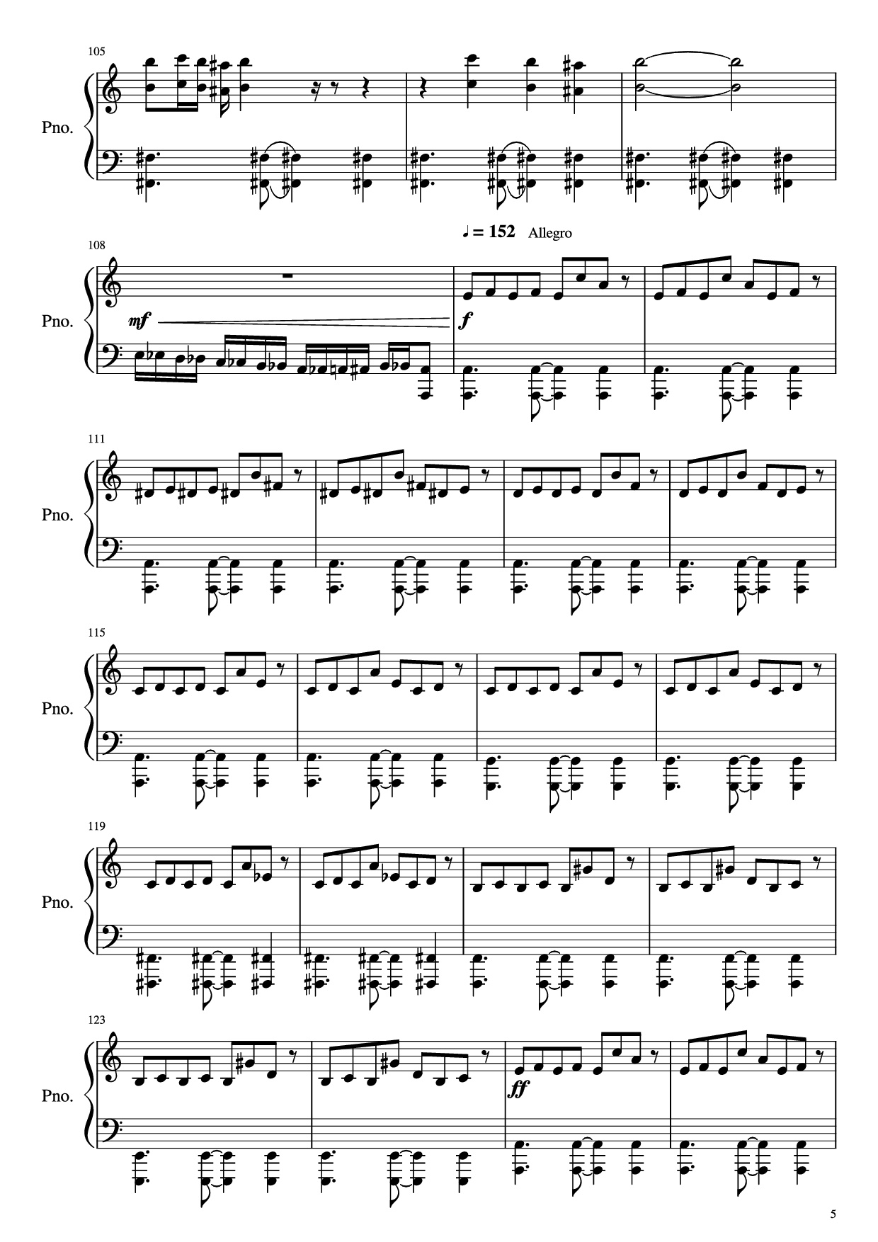 Page 5 of the piano sheet music PDF Piano – Libertango Piano (intermediate) by Astor Piazzolla