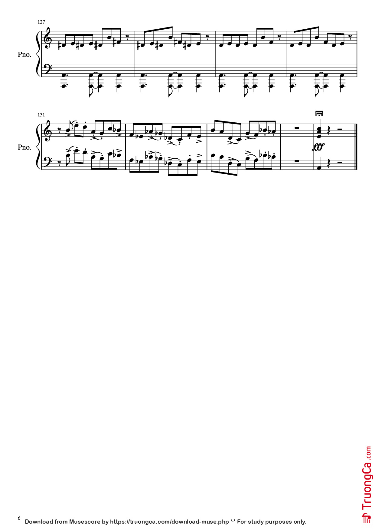 Page 6 of the piano sheet music PDF Piano – Libertango Piano (intermediate) by Astor Piazzolla