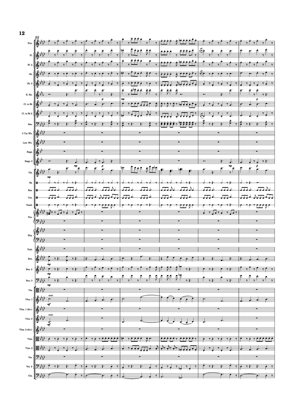 Page 12 of the piano sheet music PDF Piano – Dusk Falls Piano by Hiroki Morishita