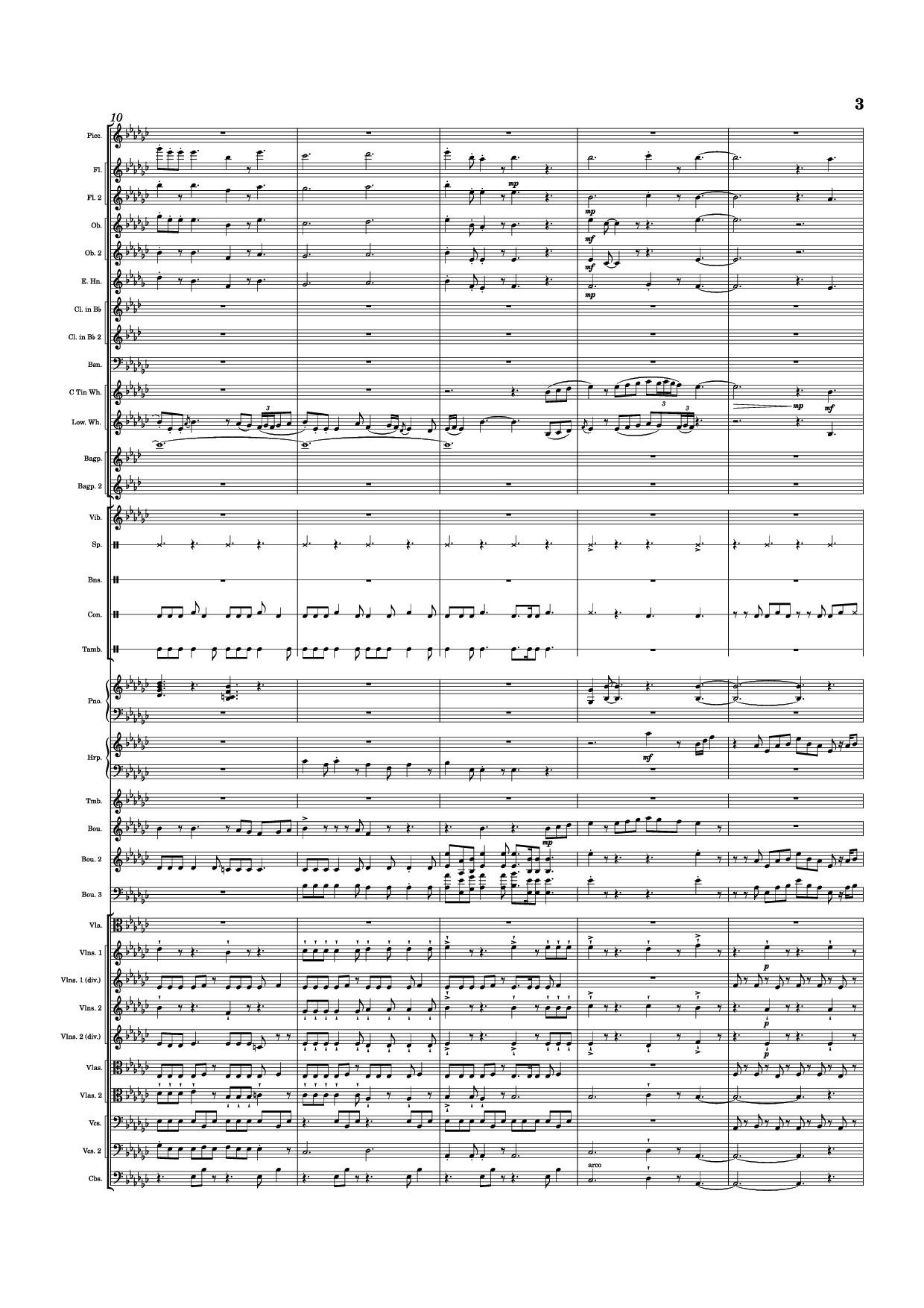 Page 3 of the piano sheet music PDF Piano – Dusk Falls Piano by Hiroki Morishita