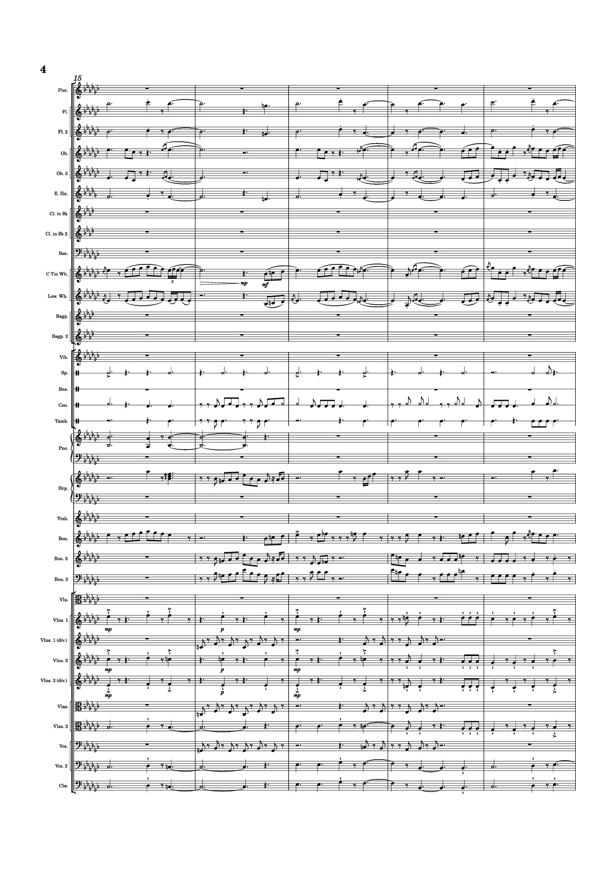 Page 4 of the piano sheet music PDF Piano – Dusk Falls Piano by Hiroki Morishita
