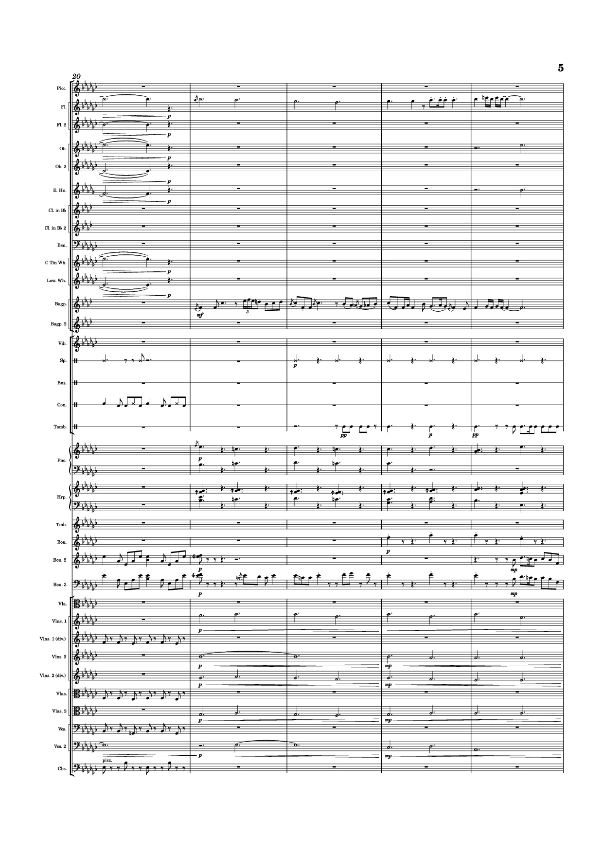 Page 5 of the piano sheet music PDF Piano – Dusk Falls Piano by Hiroki Morishita