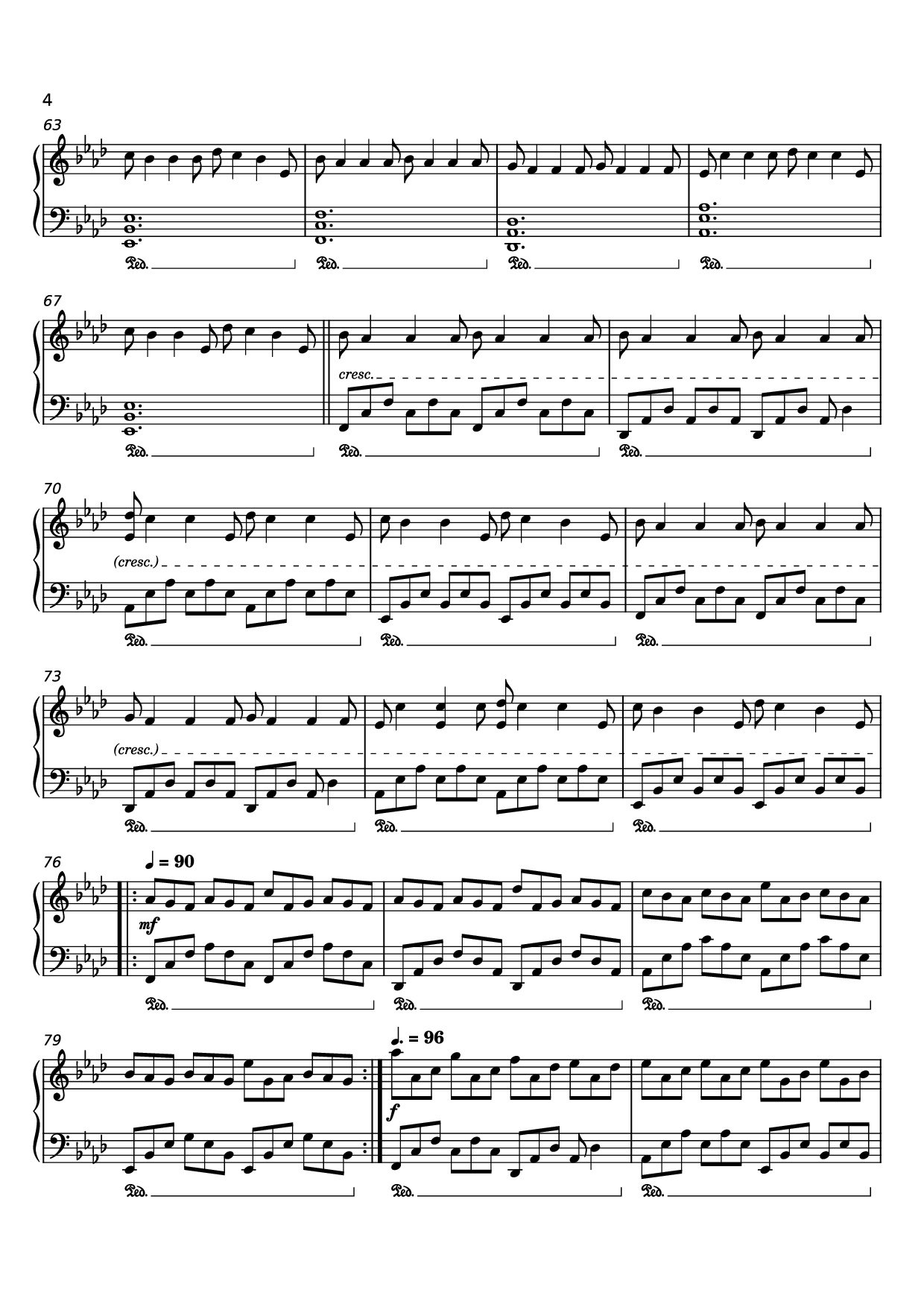 Page 4 of the piano sheet music PDF Piano – Nuvole Bianchi Piano by Undefined