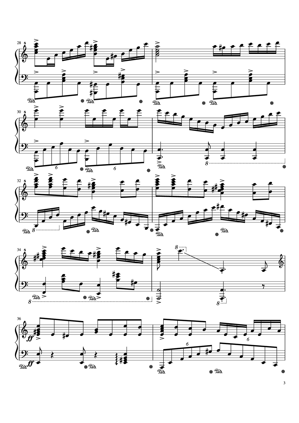 Page 3 of the piano sheet music PDF Piano – Beethoven Virus but it