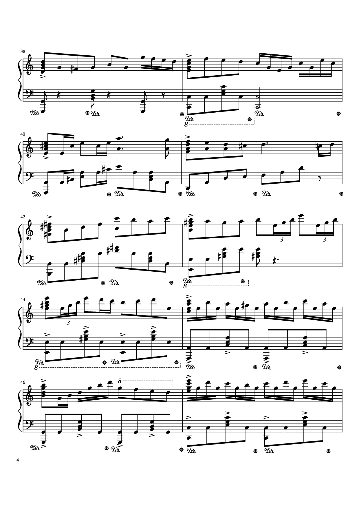 Page 4 of the piano sheet music PDF Piano – Beethoven Virus but it